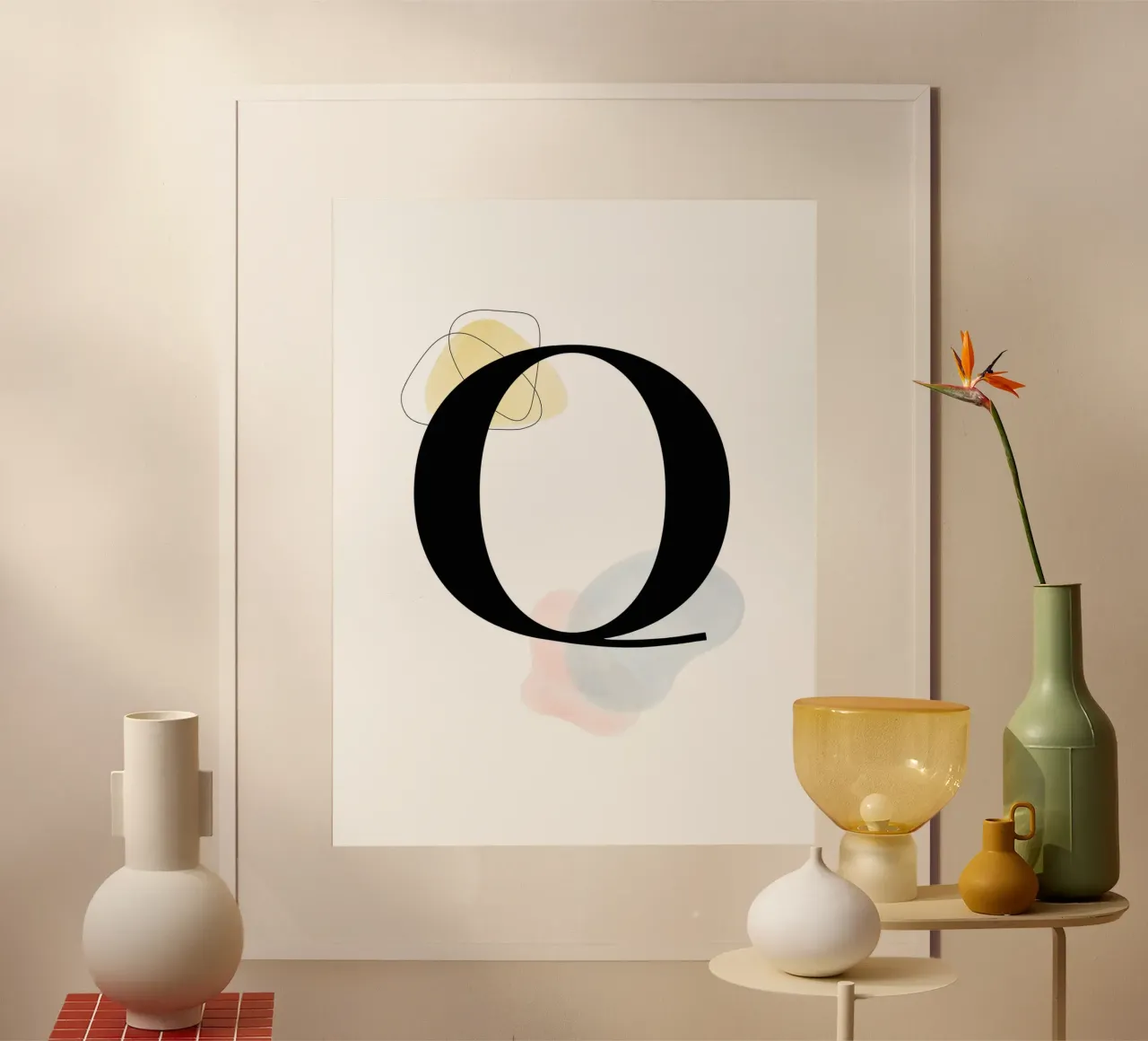 Buchstabe "Q" - handgemaltes Design Hahnemühle von Kate Brunch Design