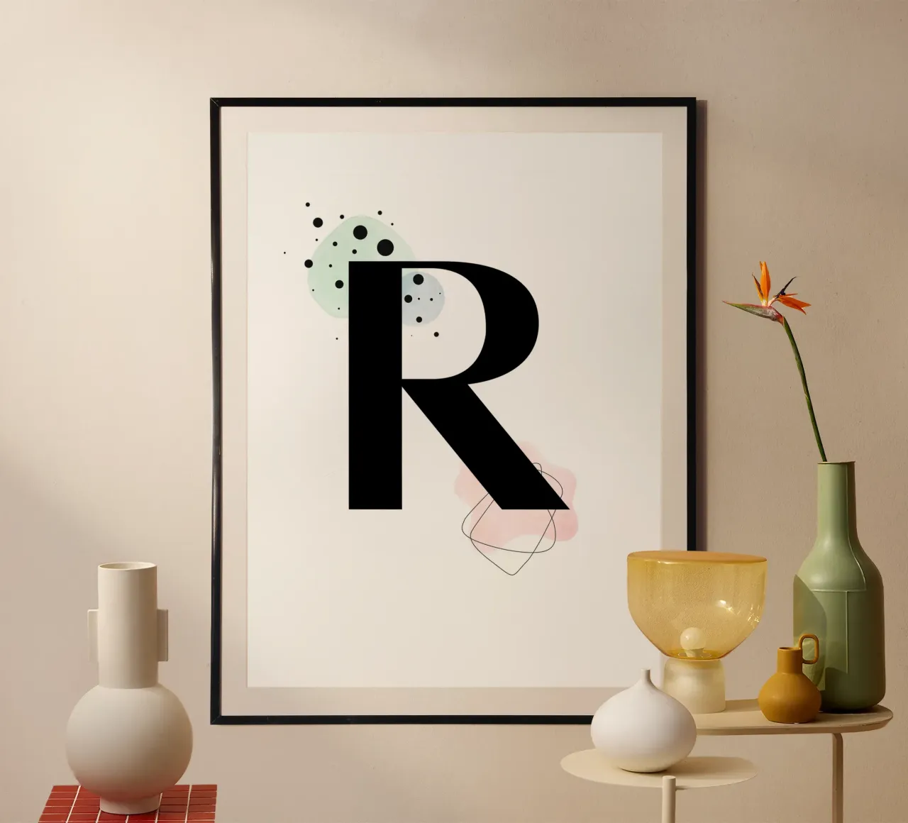 Lettera "R" - design dipinto a mano poster da Kate Brunch Design