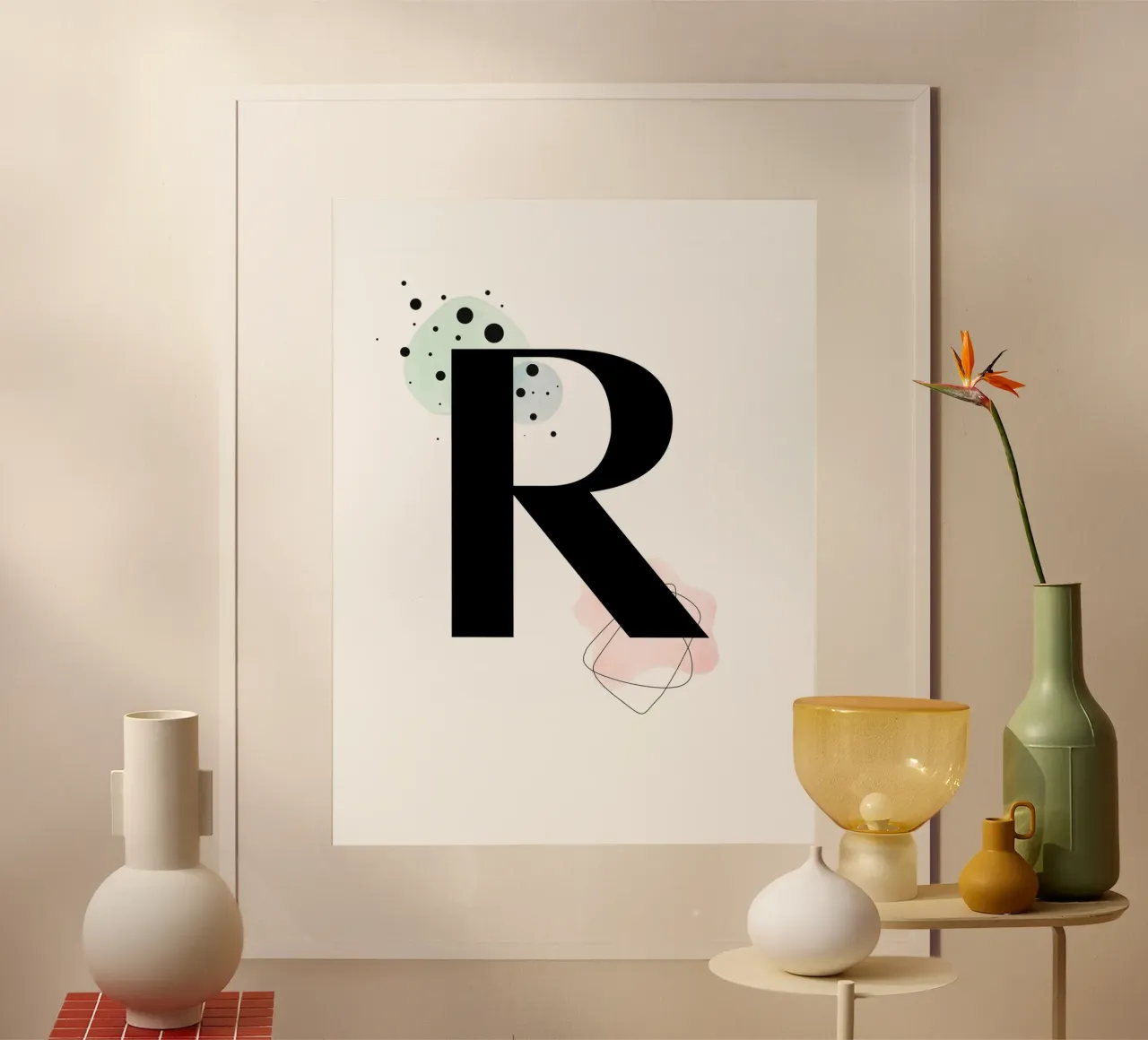 Lettera "R" - design dipinto a mano poster da Kate Brunch Design