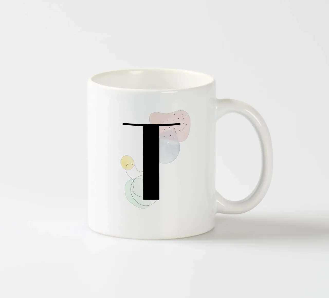 Lettera "T" - design dipinto a mano tazza in ceramica da Kate Brunch Design