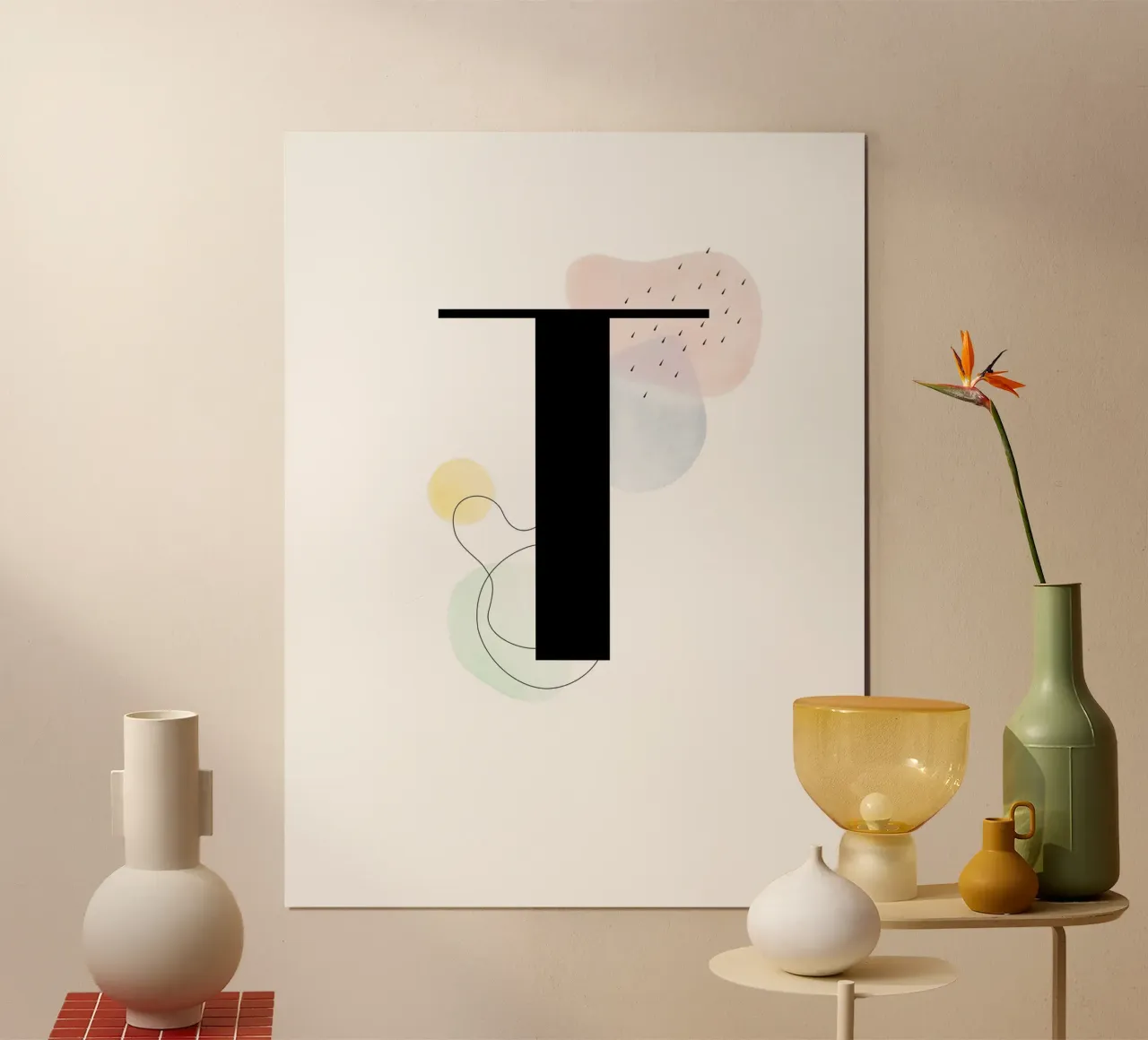 Buchstabe "T" - handgemaltes Design Hahnemühle von Kate Brunch Design