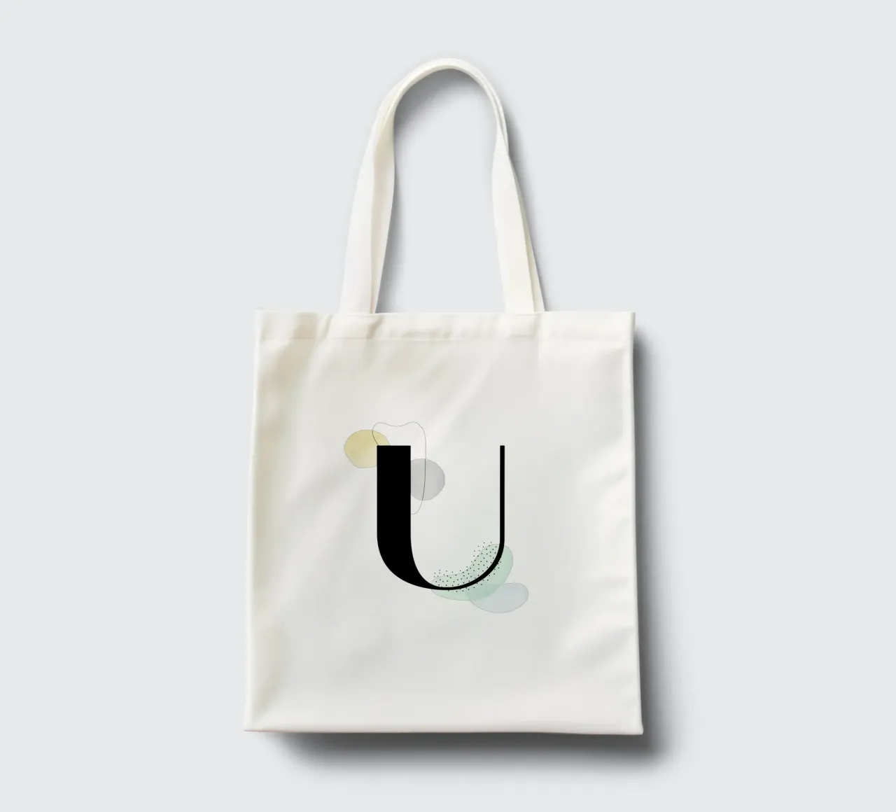 Letter "U" - hand-painted design tote bag by Kate Brunch Design