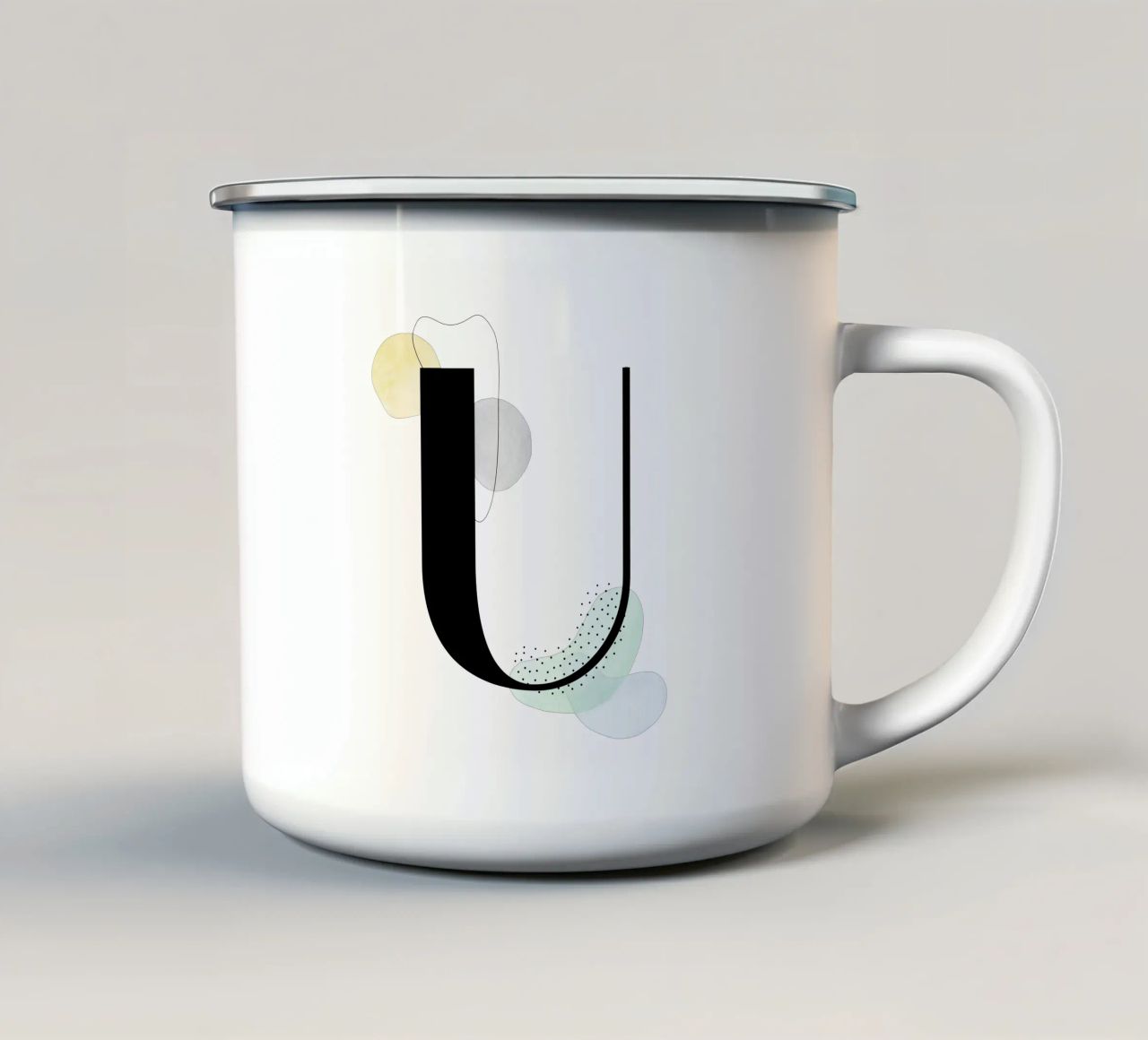 Lettera "U" - design dipinto a mano tazza in smalto da Kate Brunch Design