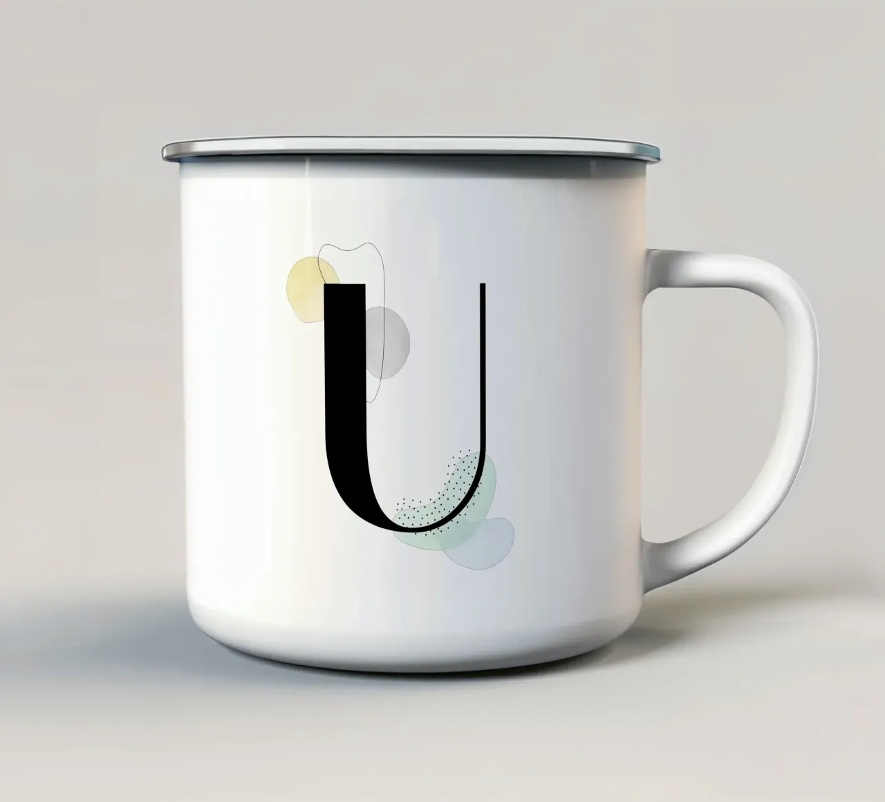 Lettera "U" - design dipinto a mano tazza in smalto da Kate Brunch Design