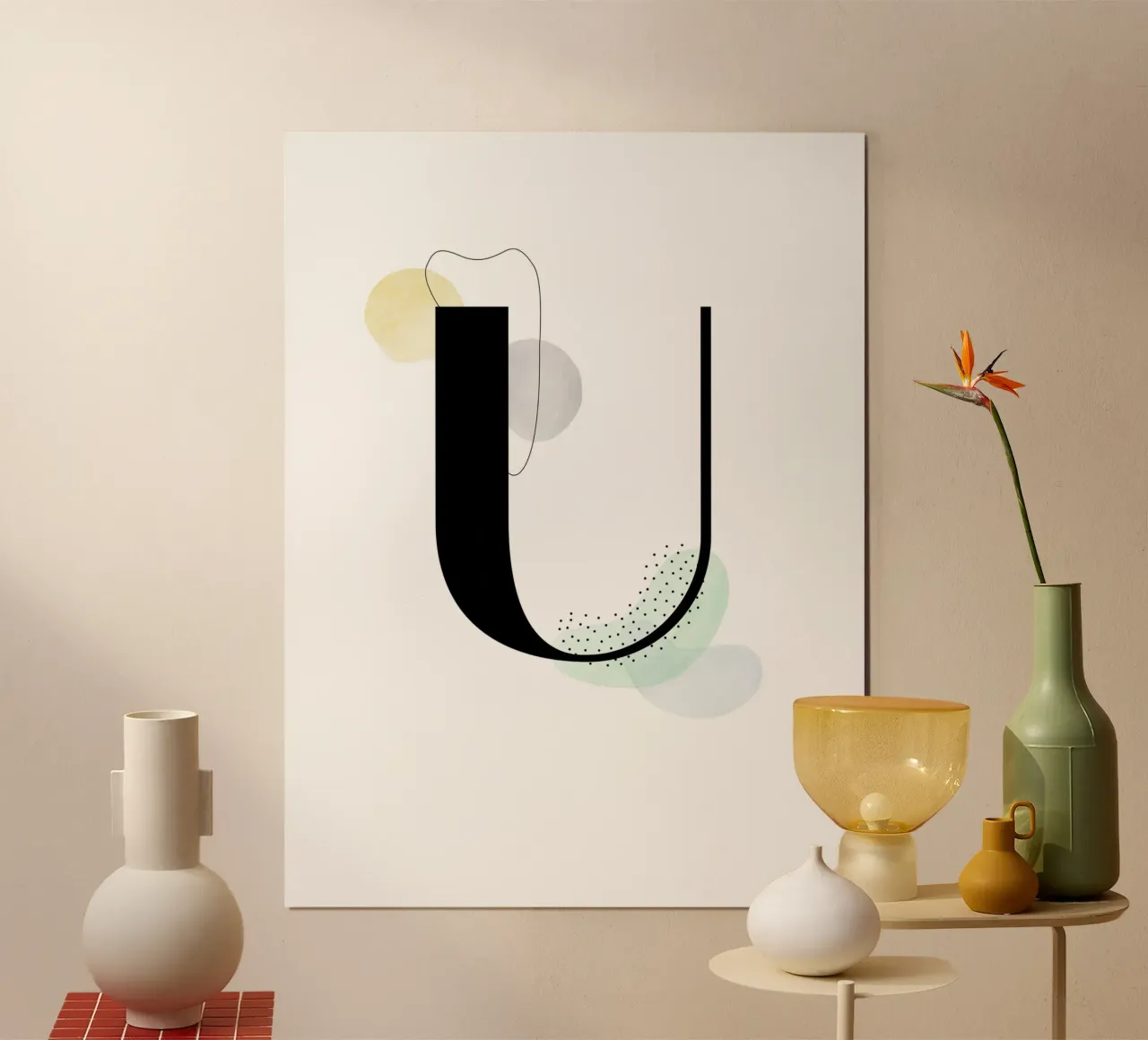 Buchstabe "U" - handgemaltes Design Hahnemühle von Kate Brunch Design