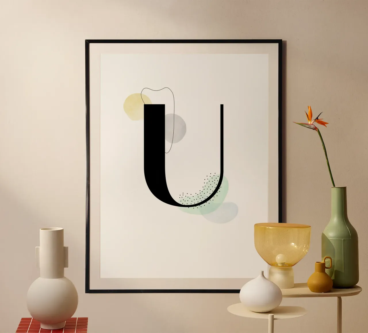 Buchstabe "U" - handgemaltes Design Hahnemühle von Kate Brunch Design