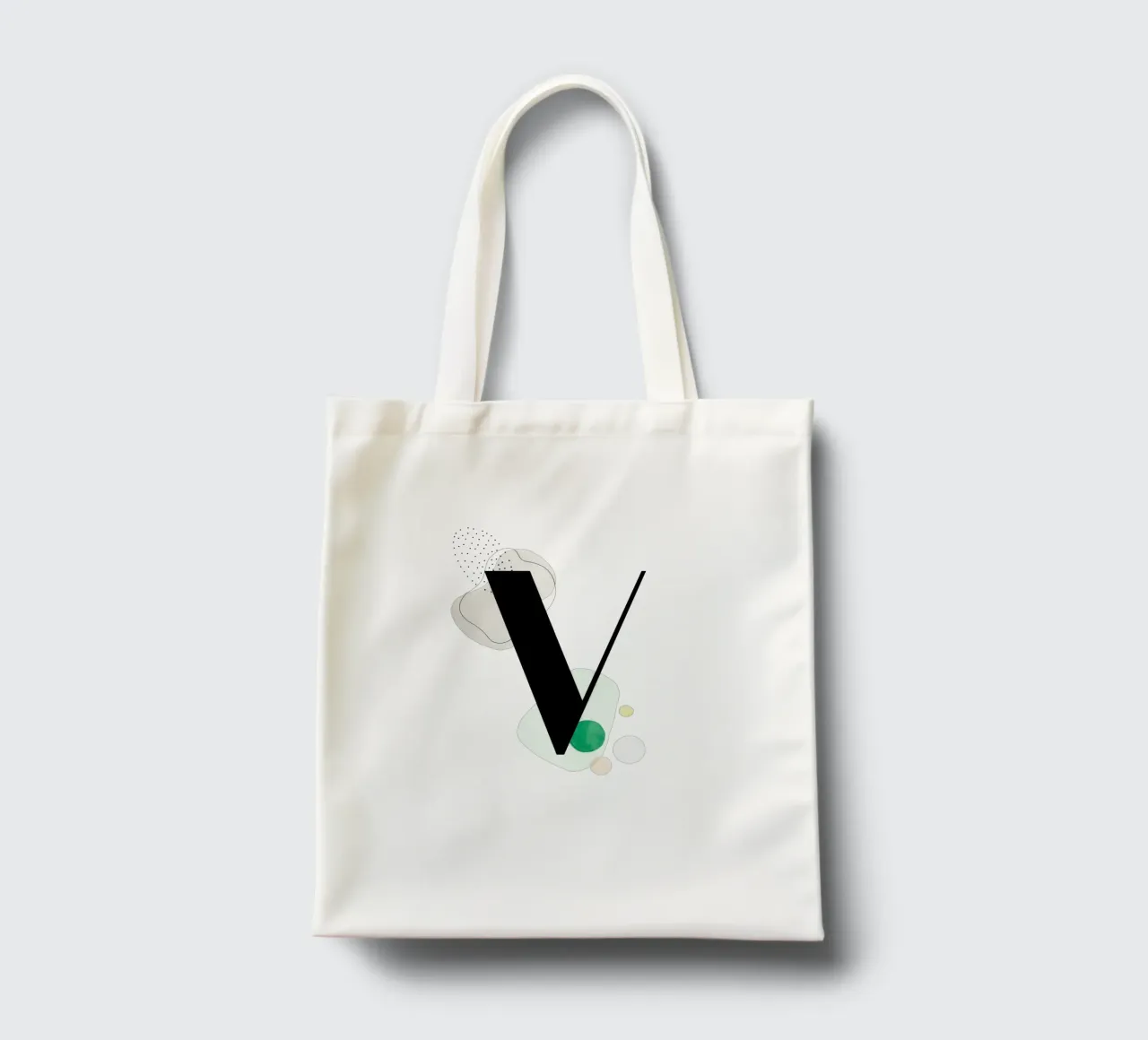 Letter "V" - hand-painted design tote bag by Kate Brunch Design
