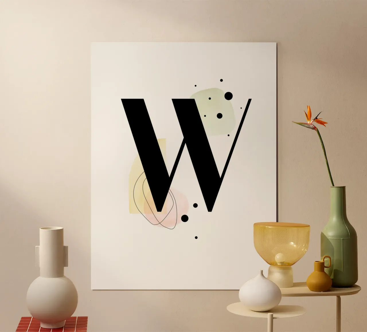 Lettera "W" - design dipinto a mano poster da Kate Brunch Design