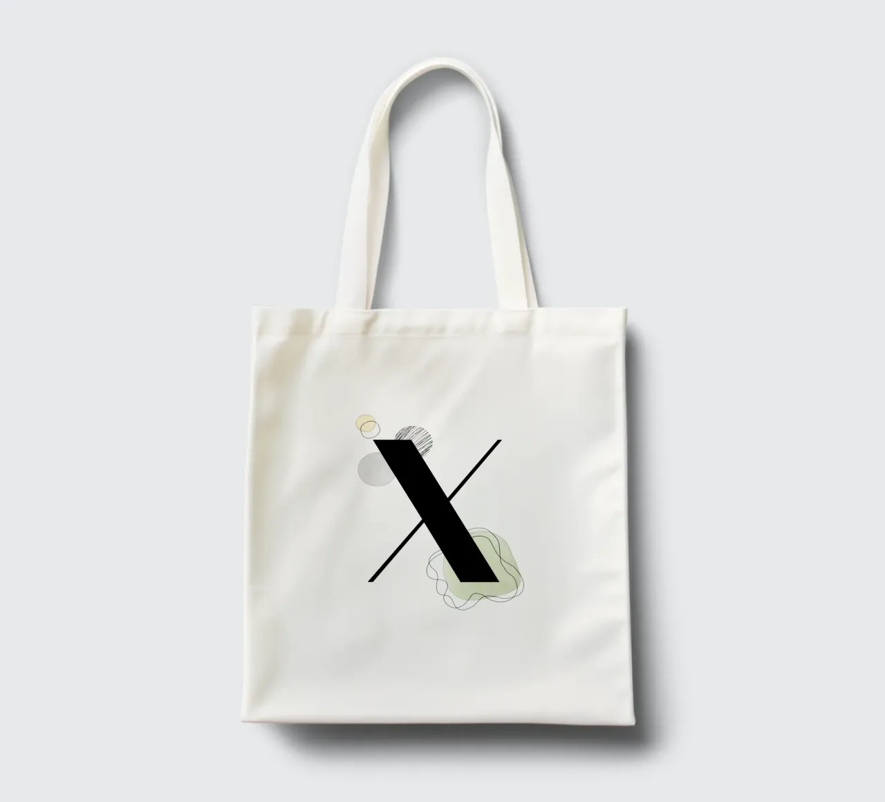 Letter "X" - hand-painted design tote bag by Kate Brunch Design