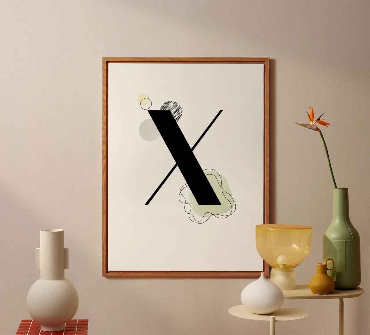 Letter "X" - hand-painted design alu-dibond by Kate Brunch Design