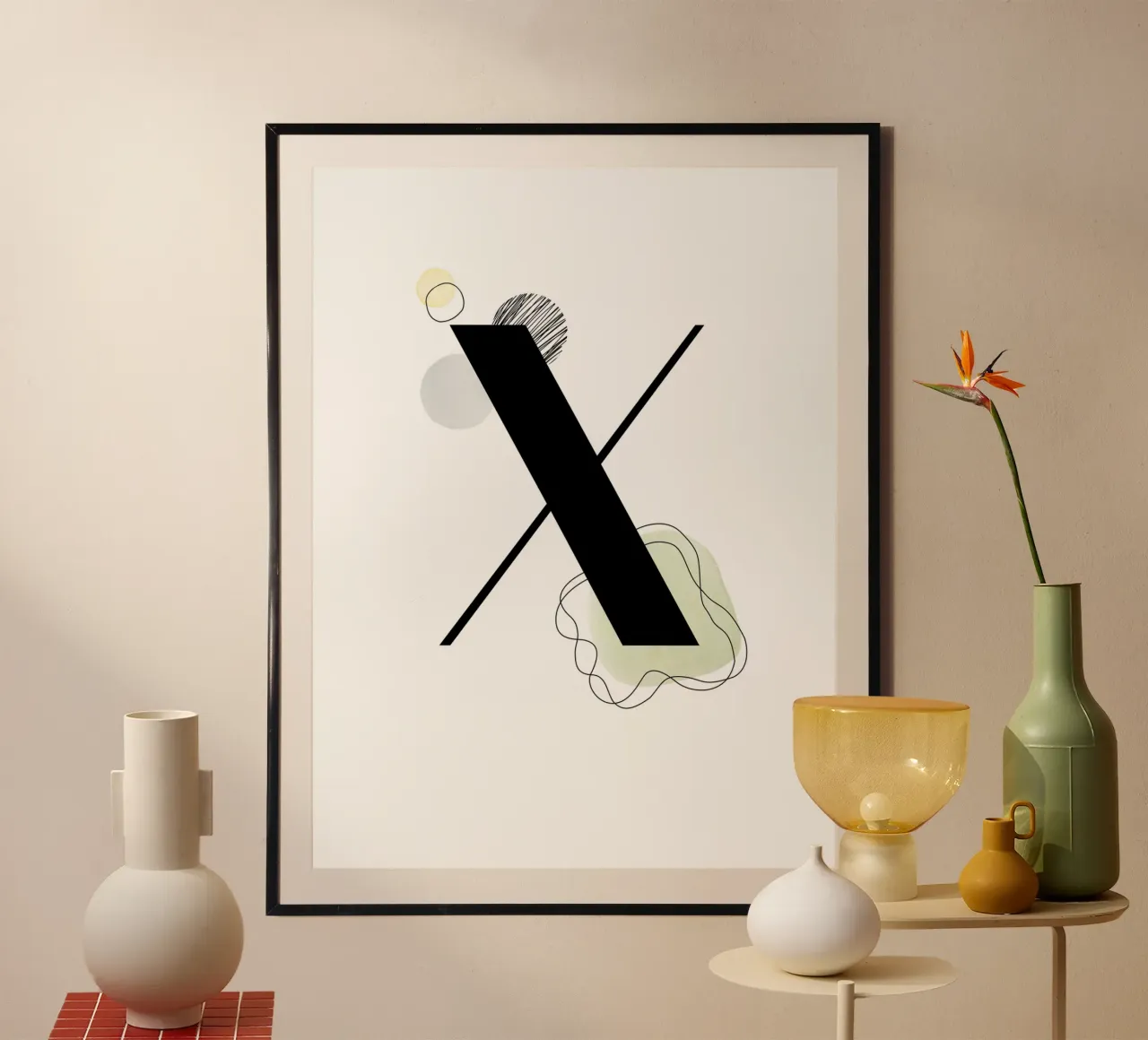 Buchstabe "X" -handgemaltes Design Hahnemühle von Kate Brunch Design