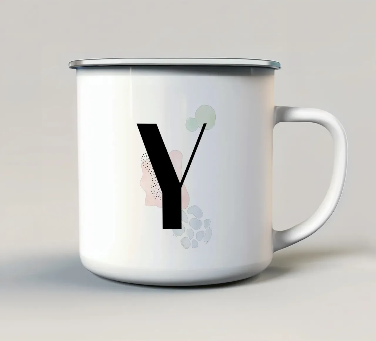 Letter "Y" - hand-painted design enamel mug by Kate Brunch Design