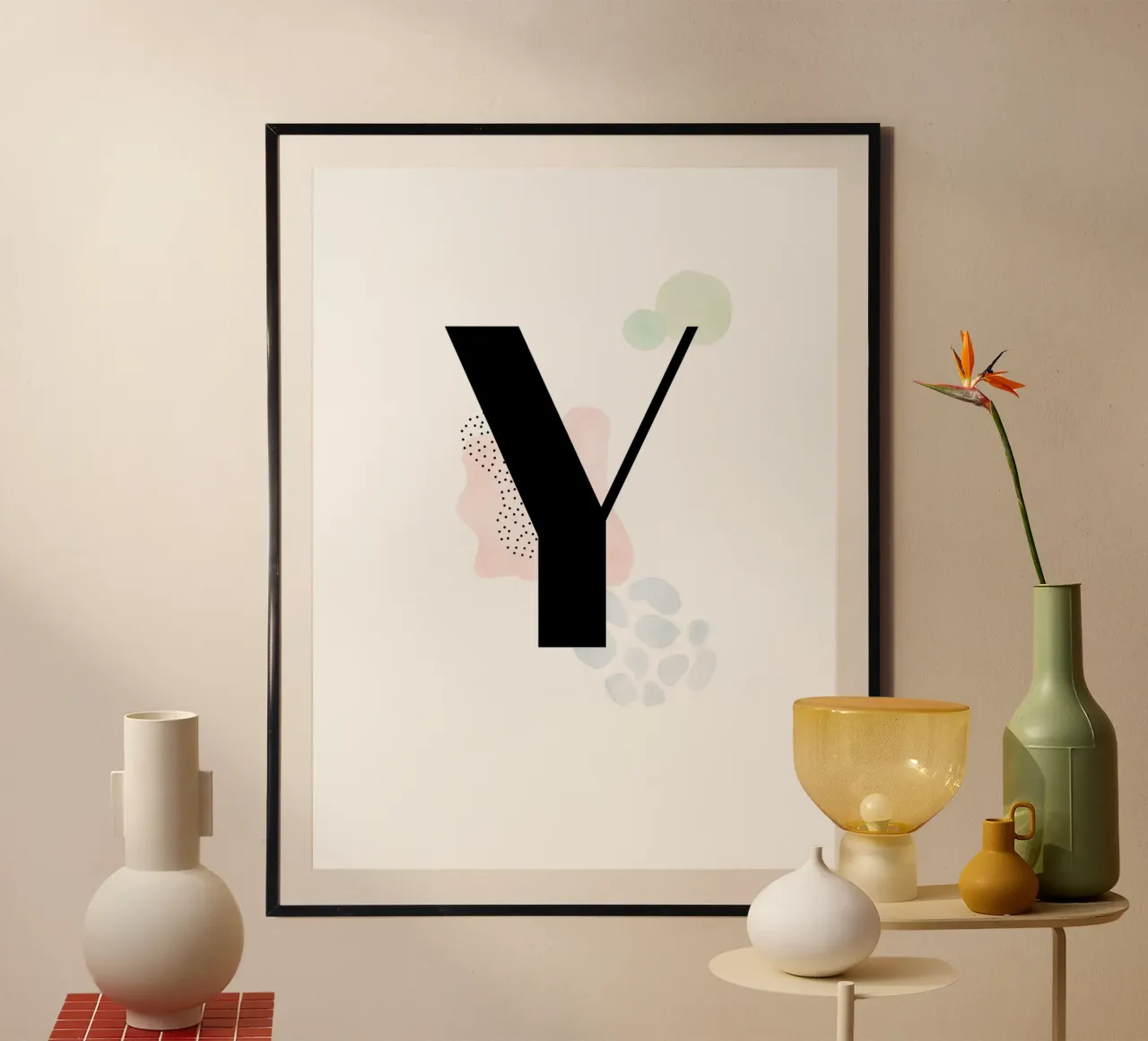 Lettera "Y" - design dipinto a mano poster con telaio in alluminio da Kate Brunch Design