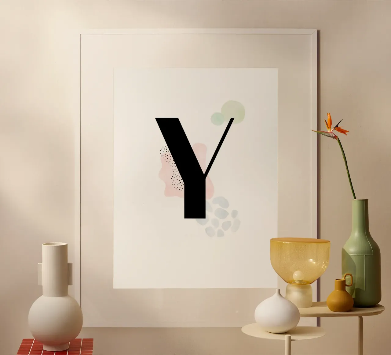 Lettera "Y" - design dipinto a mano poster con telaio in alluminio da Kate Brunch Design