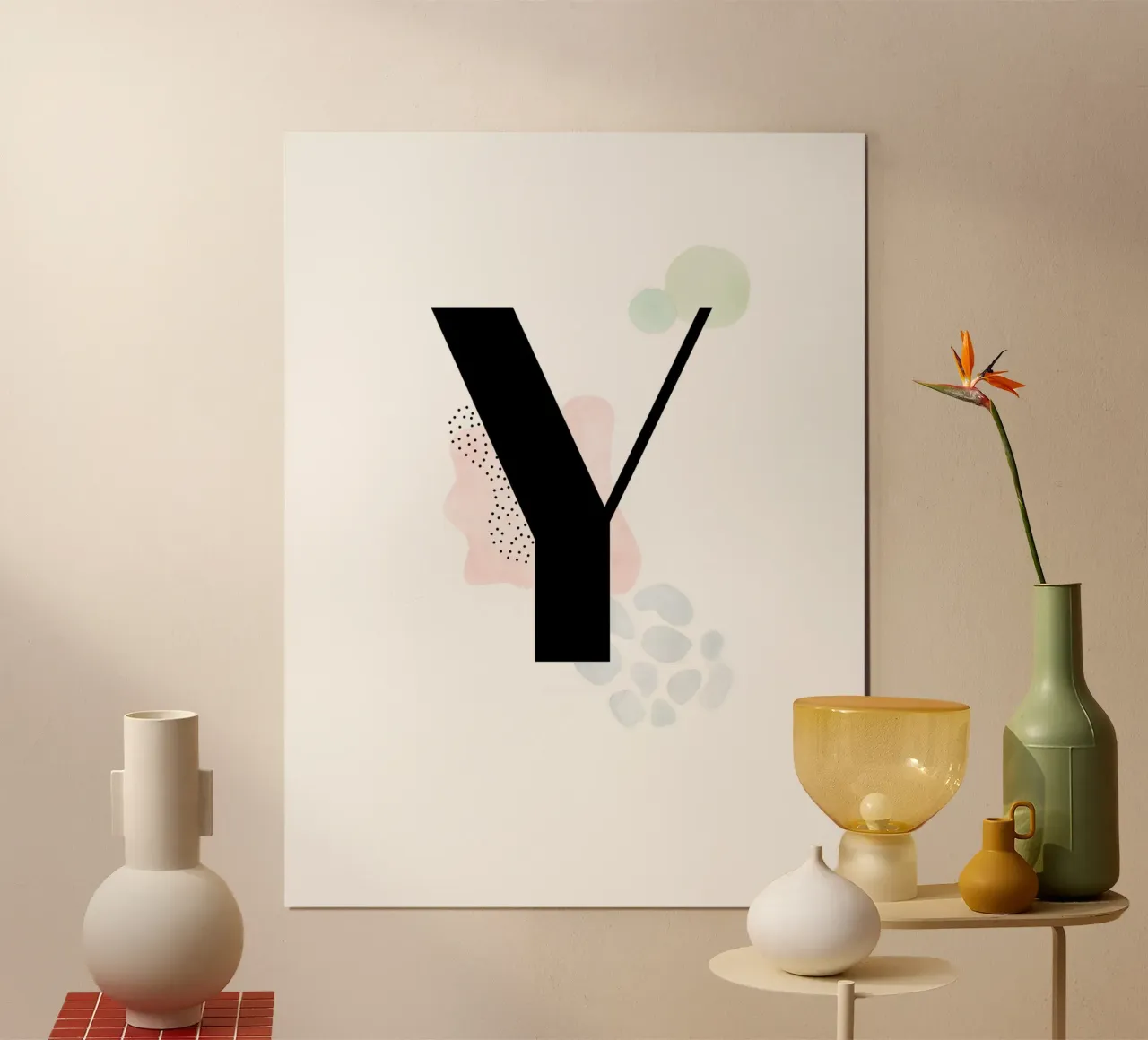 Lettera "Y" - design dipinto a mano poster con telaio in alluminio da Kate Brunch Design