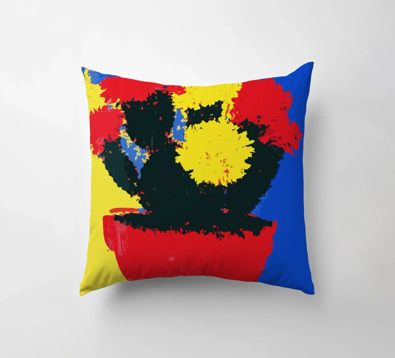 flowers in red and yellow bloom cuscino da ramosashop