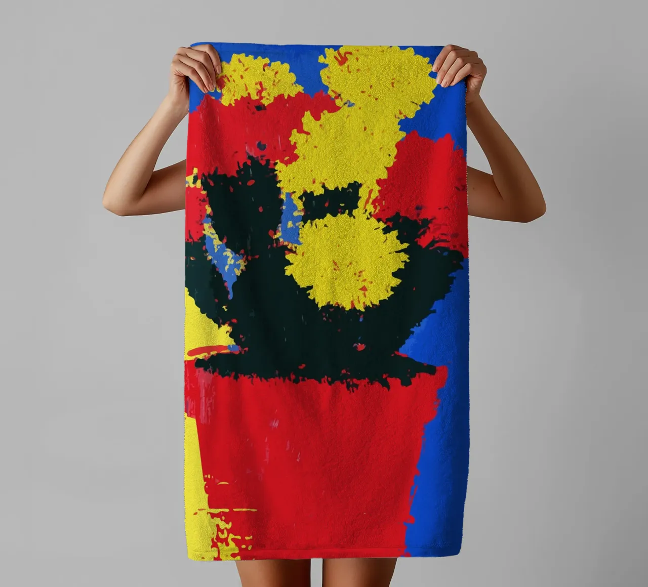 flowers in red and yellow bloom asciugamano da bagno da ramosashop