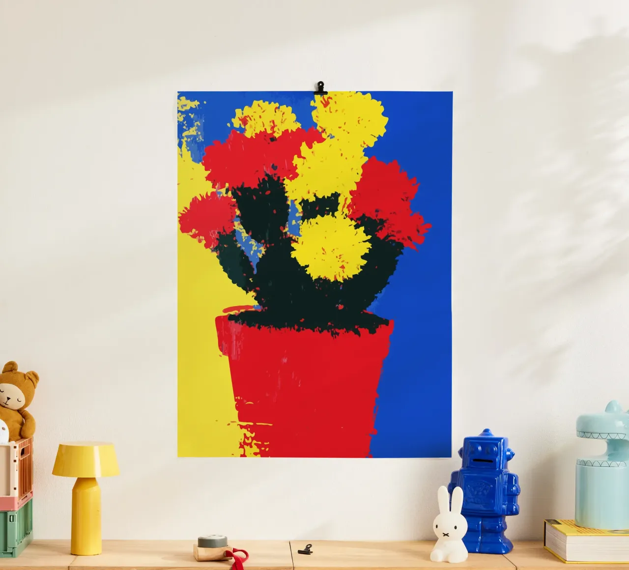 flowers in red and yellow bloom poster con telaio in plastica da ramosashop