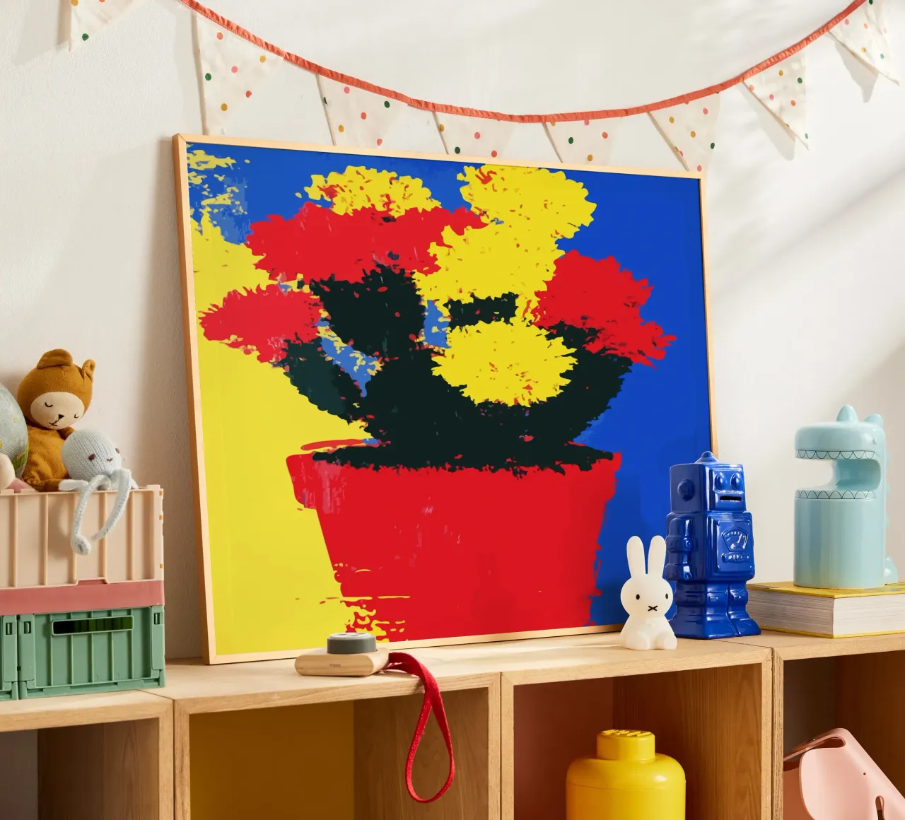 flowers in red and yellow bloom poster con telaio in plastica da ramosashop
