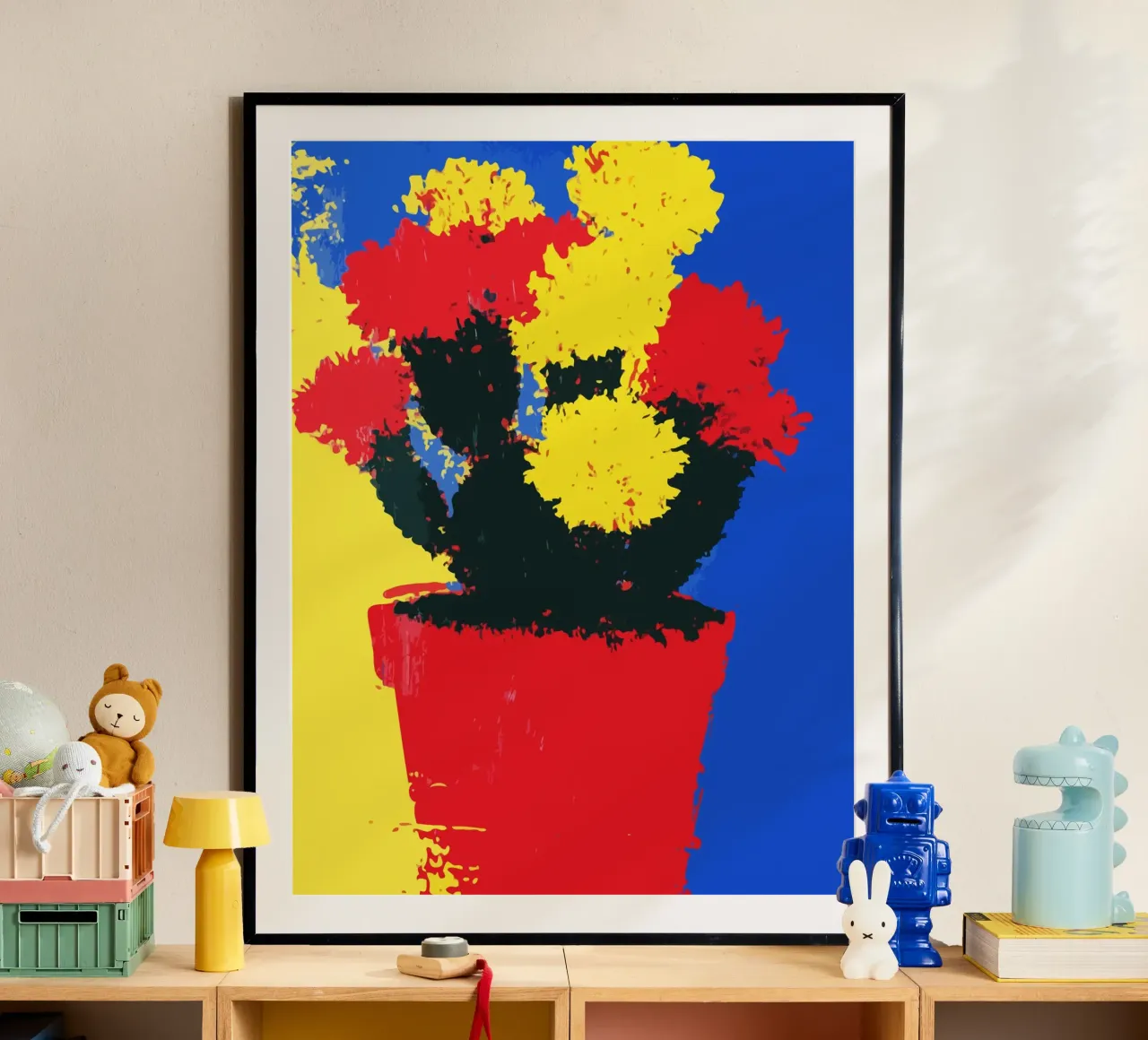 flowers in red and yellow bloom poster con telaio in plastica da ramosashop