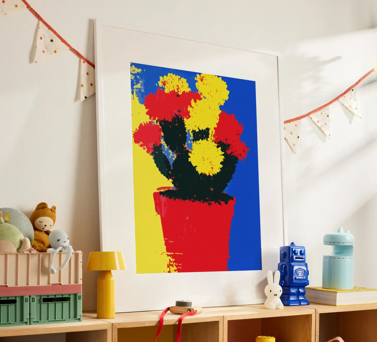flowers in red and yellow bloom poster con telaio in plastica da ramosashop