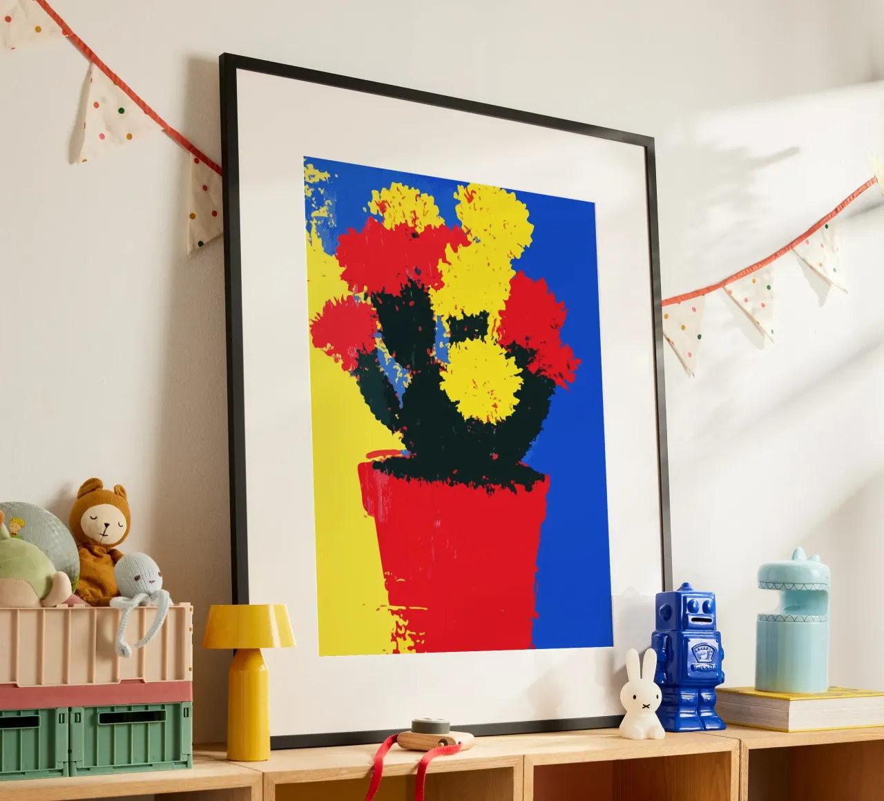 flowers in red and yellow bloom poster con telaio in plastica da ramosashop