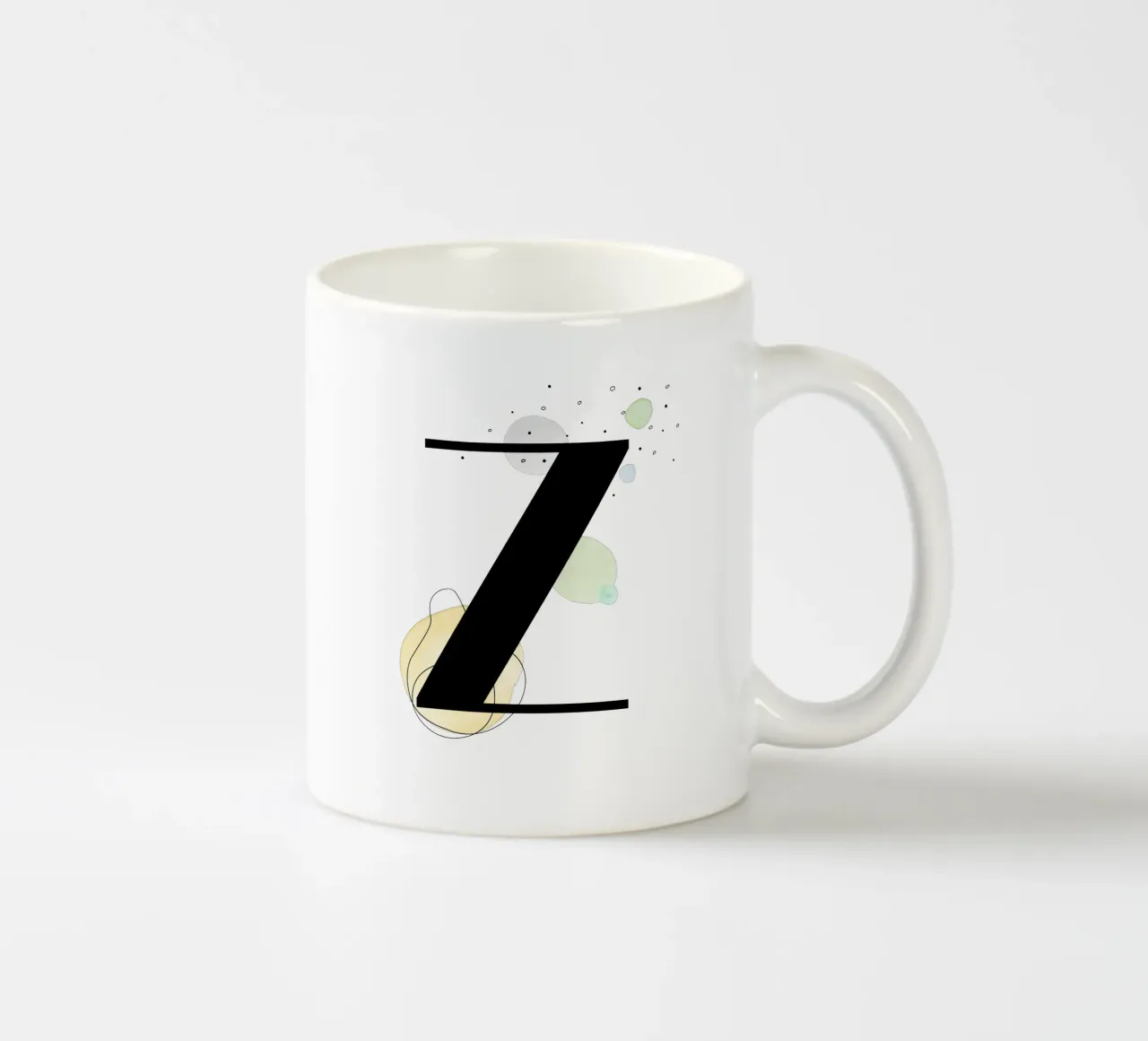 Lettera "Z" - design dipinto a mano tazza in ceramica da Kate Brunch Design