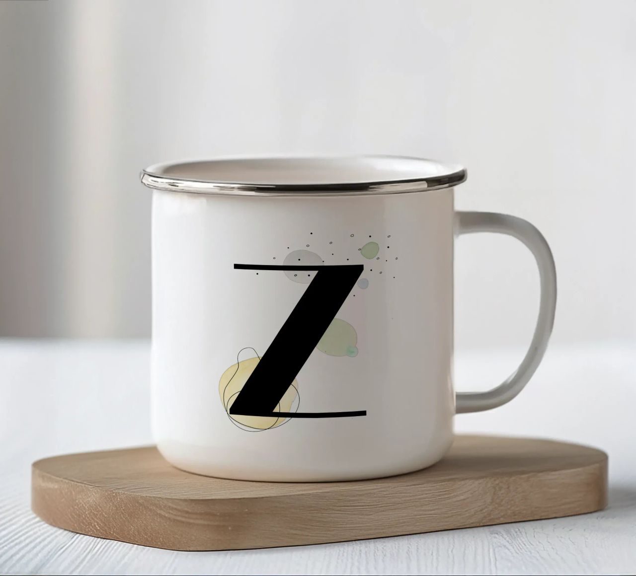 Lettera "Z" - design dipinto a mano tazza in smalto da Kate Brunch Design