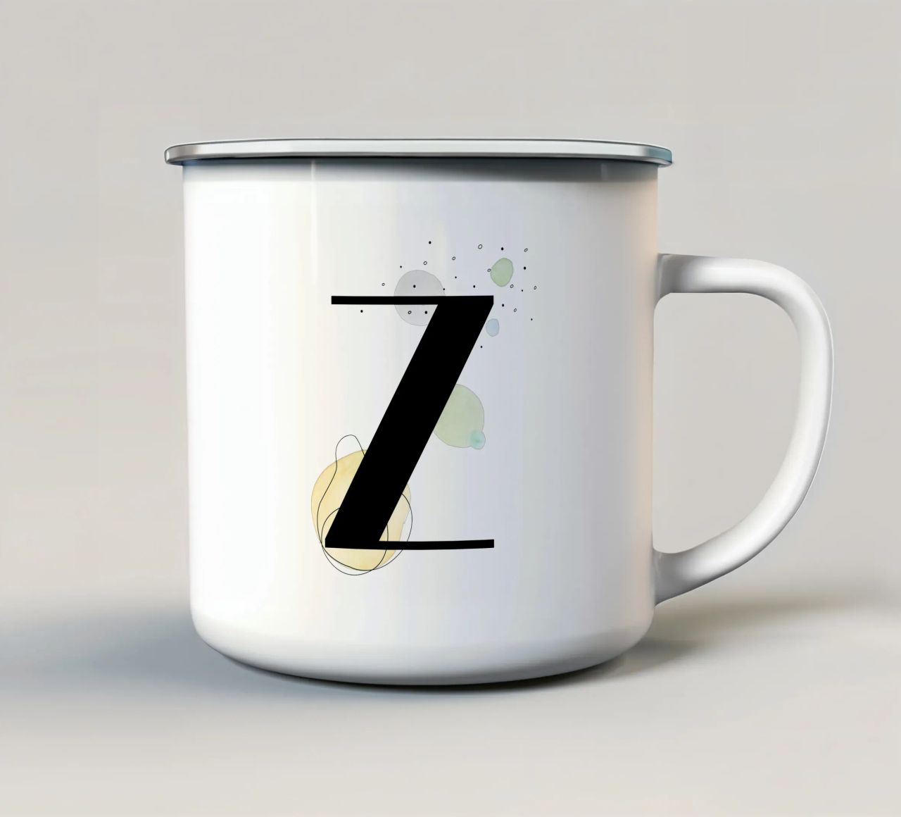 Lettera "Z" - design dipinto a mano tazza in smalto da Kate Brunch Design