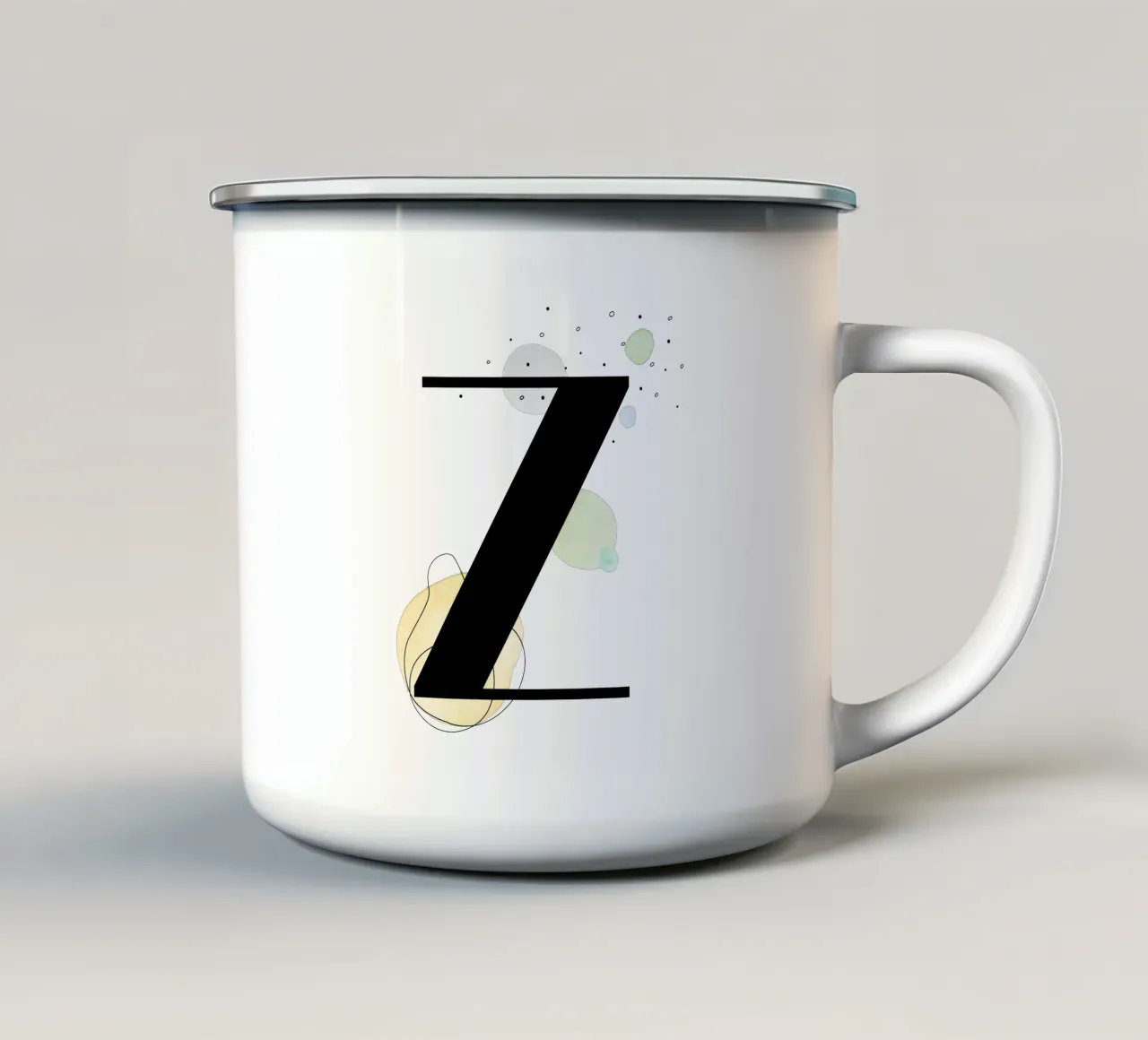 Lettera "Z" - design dipinto a mano tazza in smalto da Kate Brunch Design