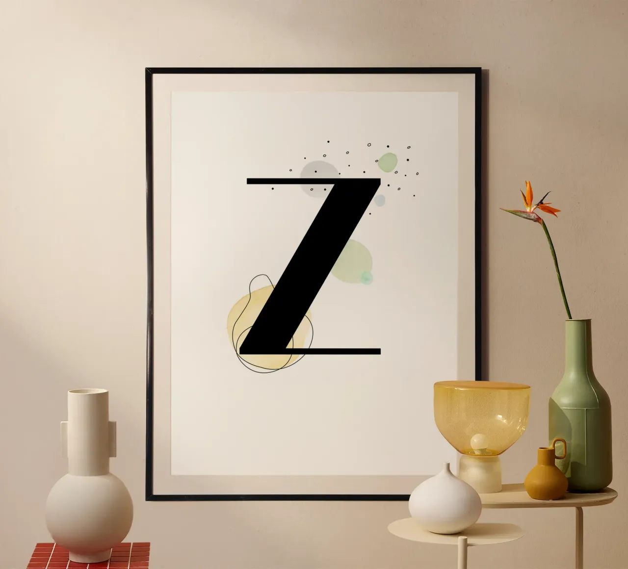 Buchstabe "Z" - handgemaltes Design Hahnemühle von Kate Brunch Design