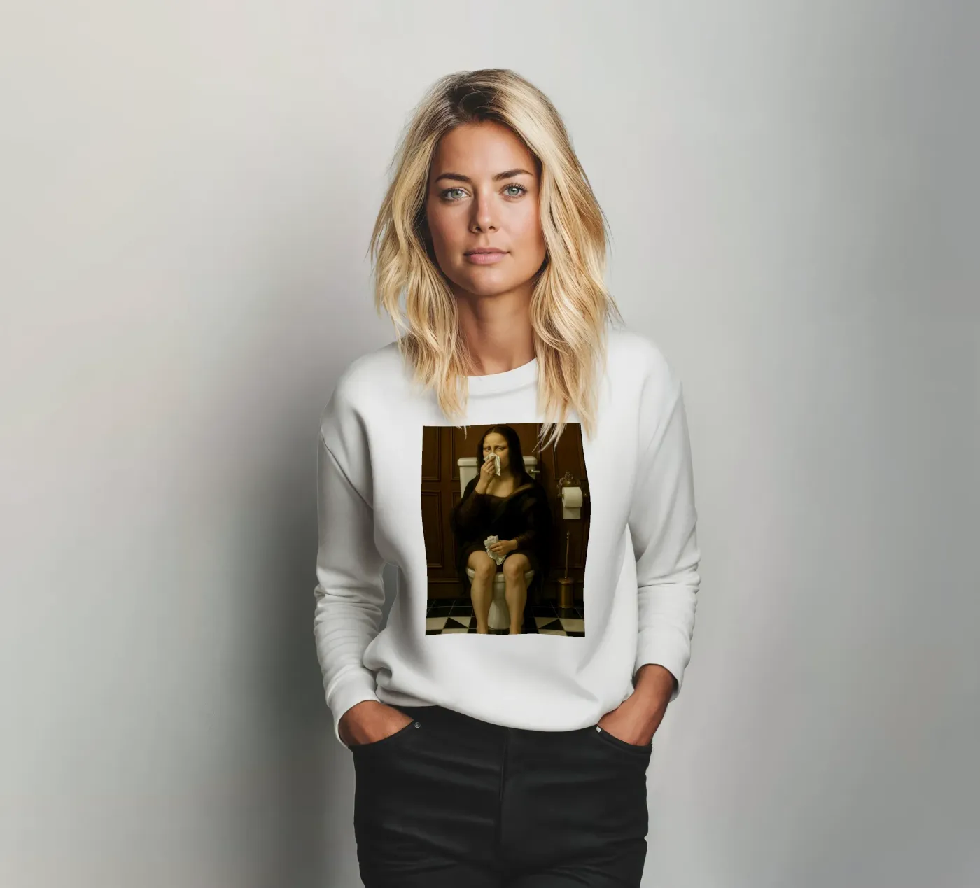 MONA LISA AUF DER TOILETTE Sweatshirt von ARTOMATIC