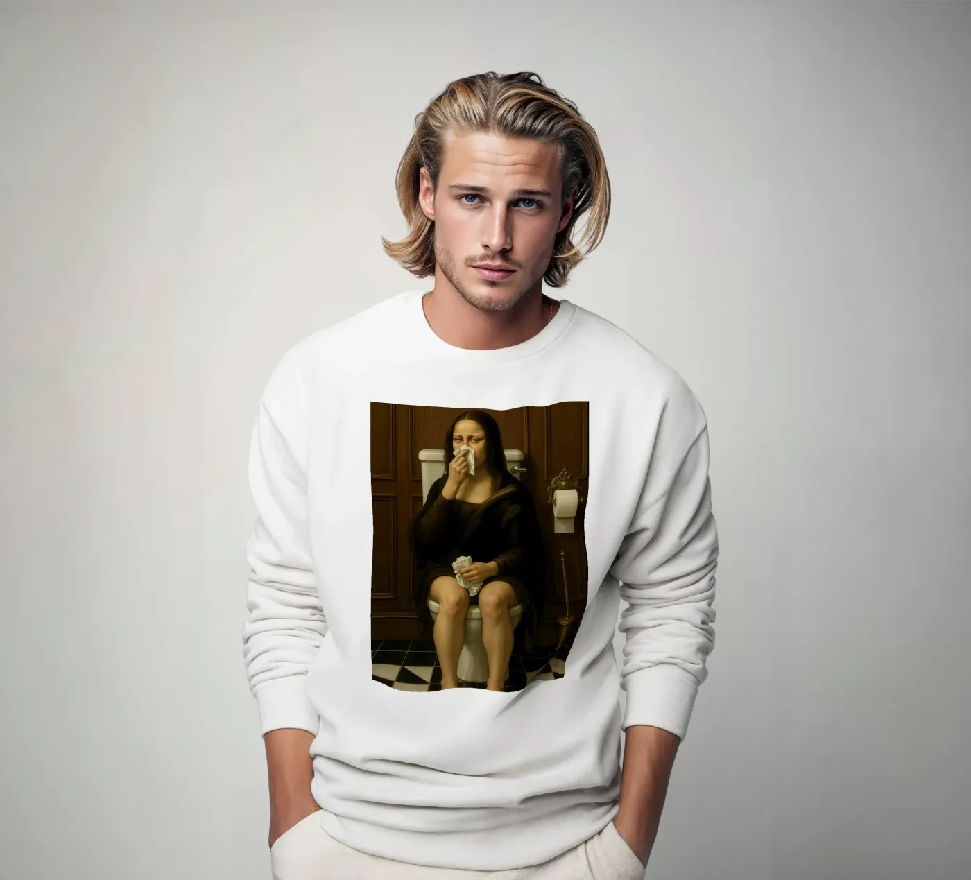 MONA LISA AUF DER TOILETTE Sweatshirt von ARTOMATIC