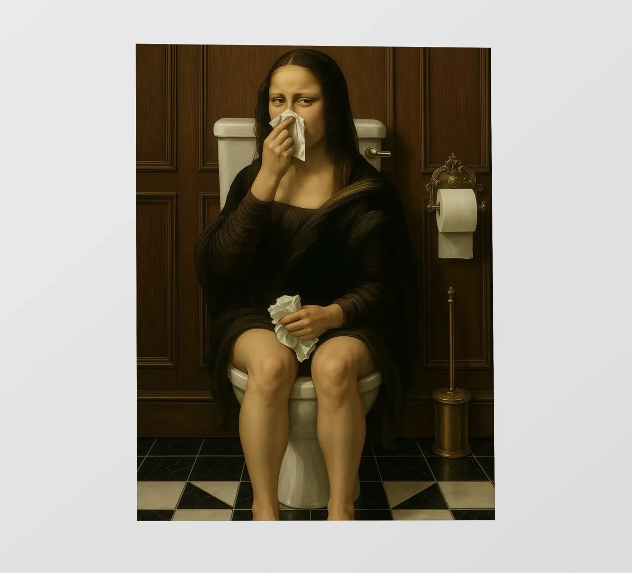 MONA LISA ON BATHROOM TOILET pvc cover by ARTOMATIC