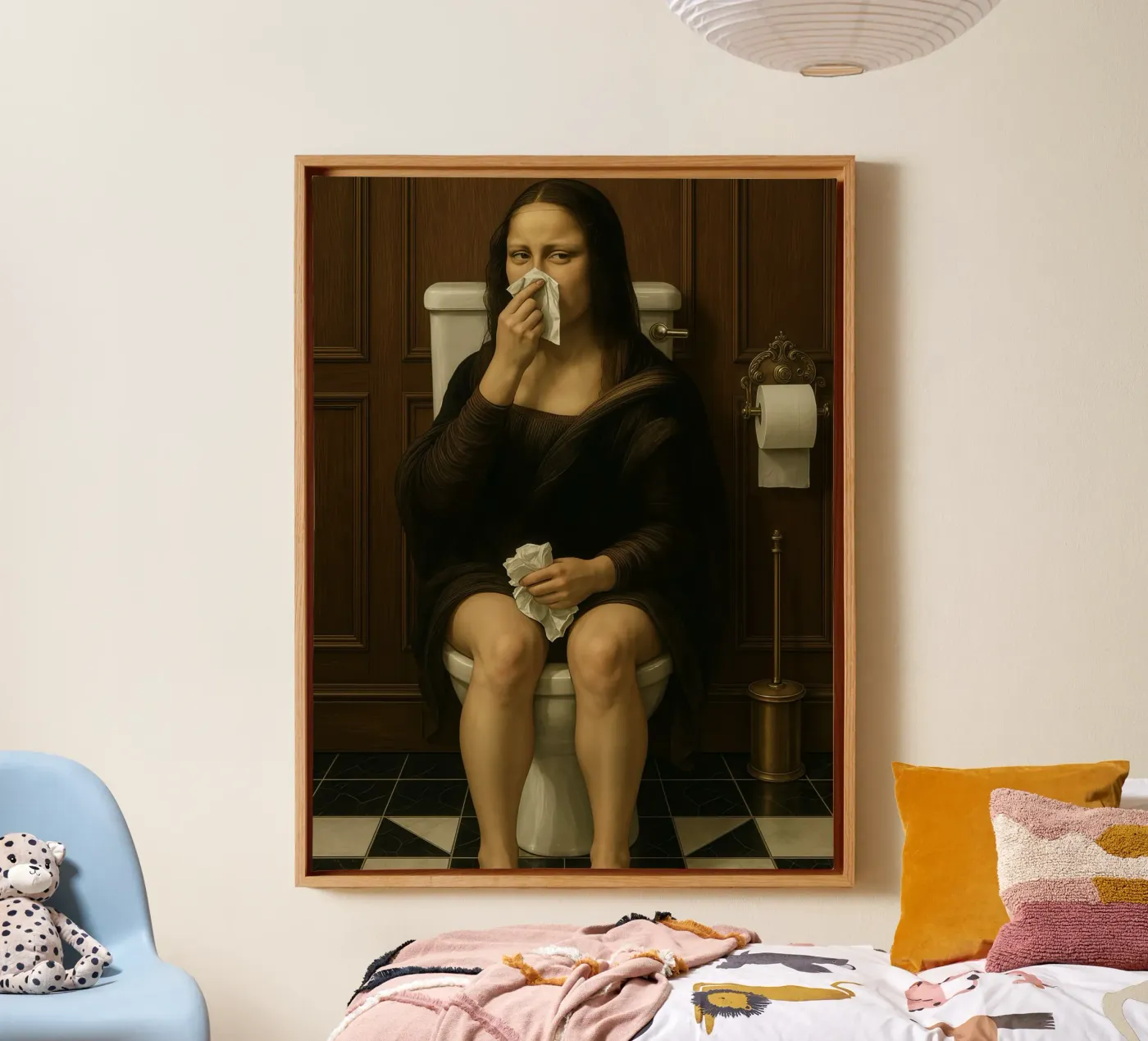 MONA LISA OP BADKAMER TOILET canvas van ARTOMATIC