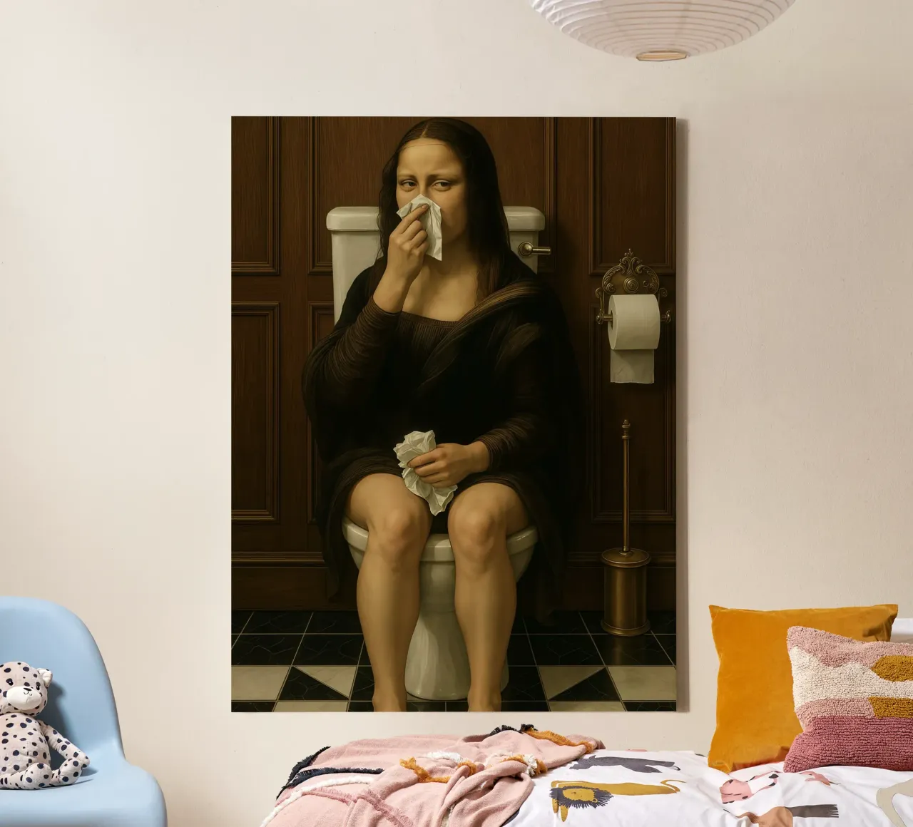 MONA LISA SUR LES TOILETTES DE LA SALLE DE BAIN toile de ARTOMATIC