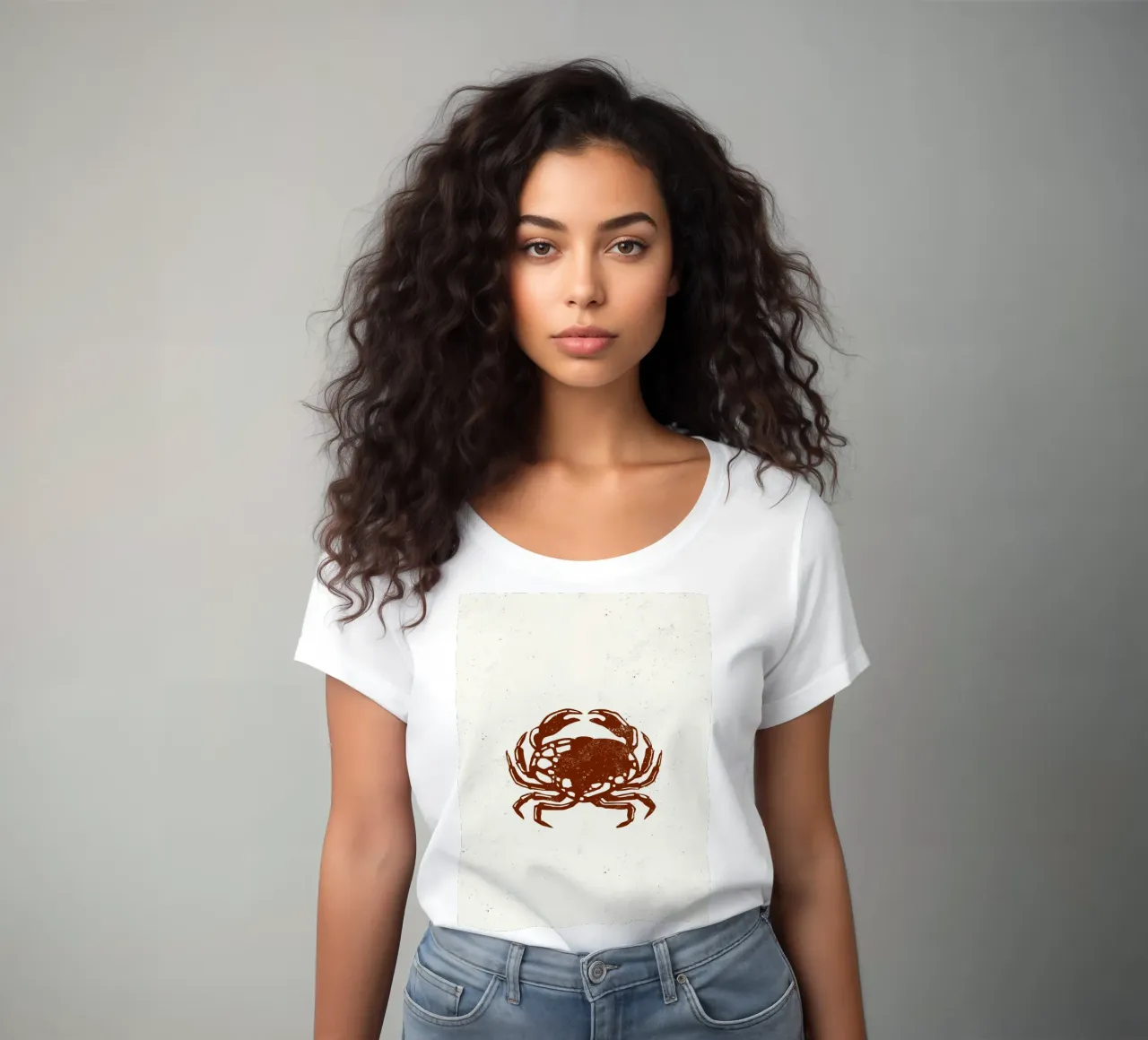 Crab women's fitted t-shirt by Indigo Rain