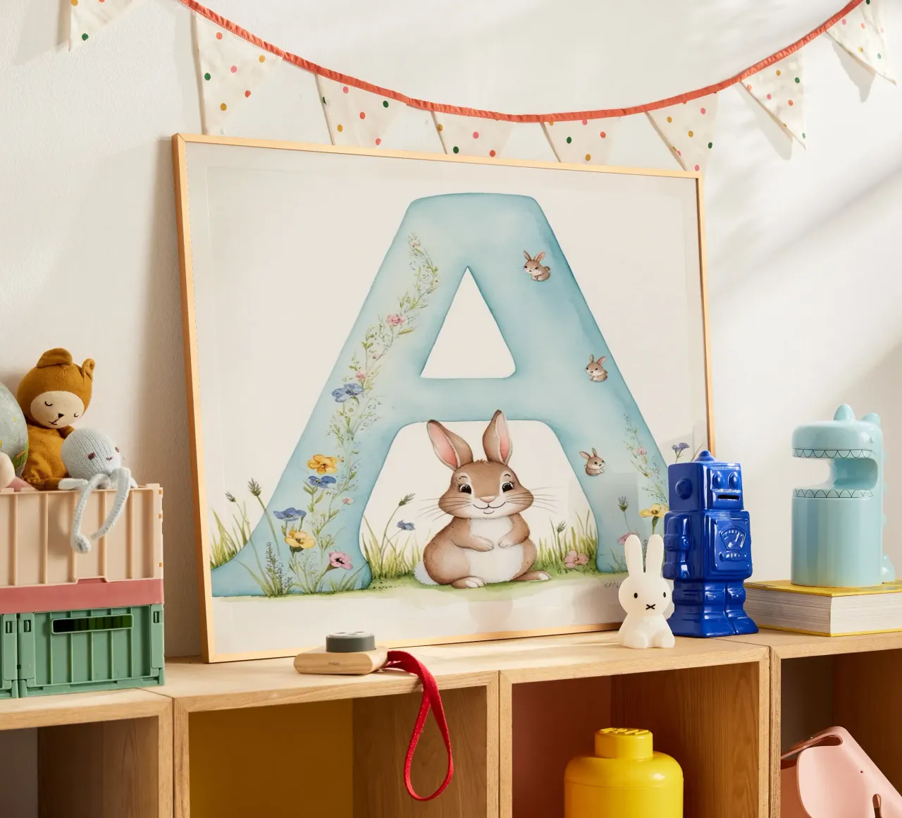 Letter A poster with wooden frame by Kids zone