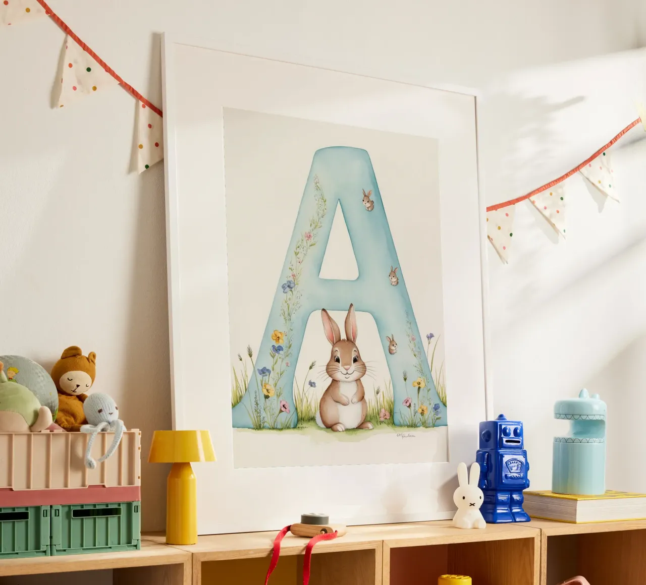 Letter A poster with wooden frame by Kids zone
