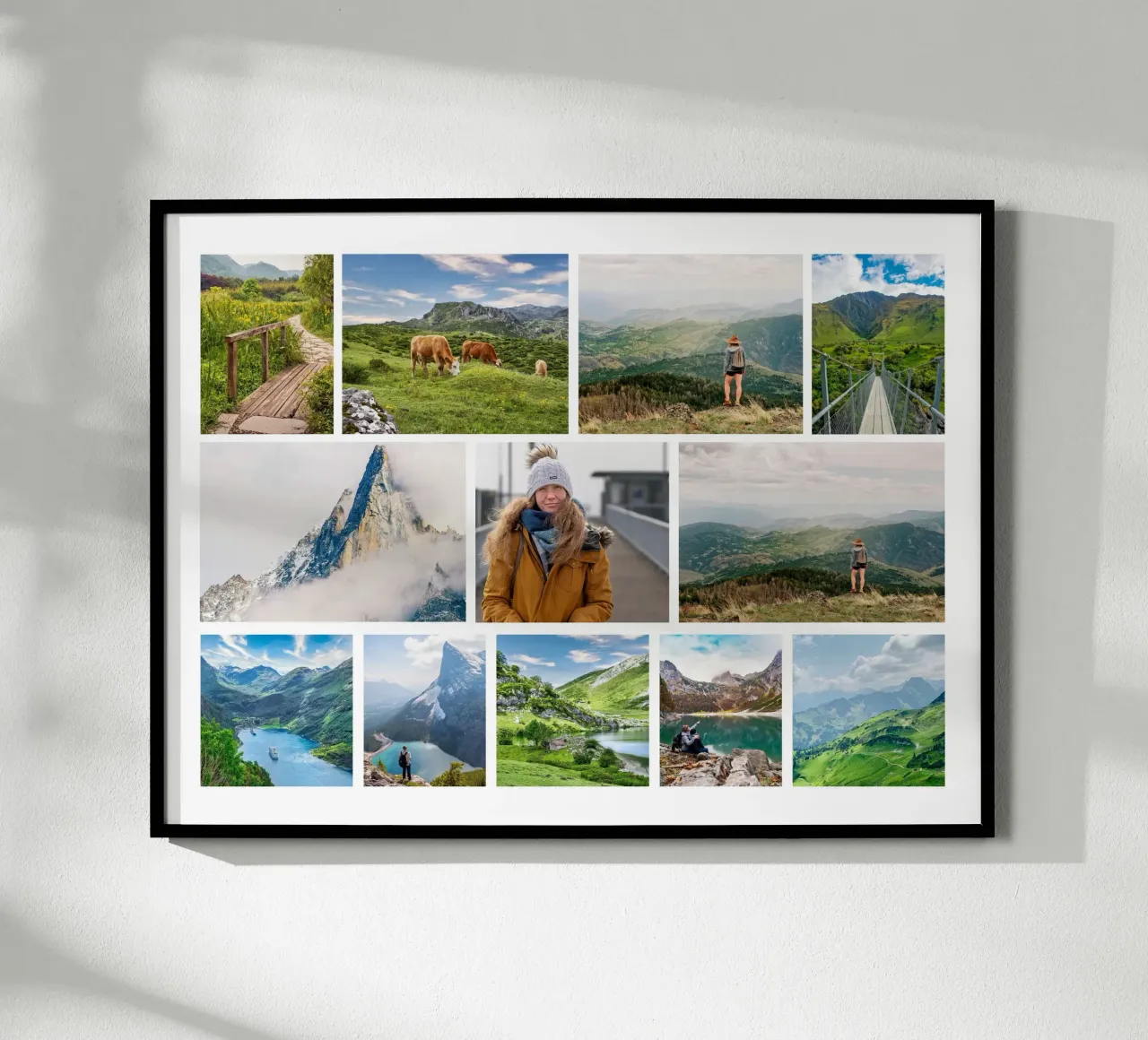 Modern photo collage - 12 pictures - landscape poster with aluminum frame by Bildschön | Fotocollagen