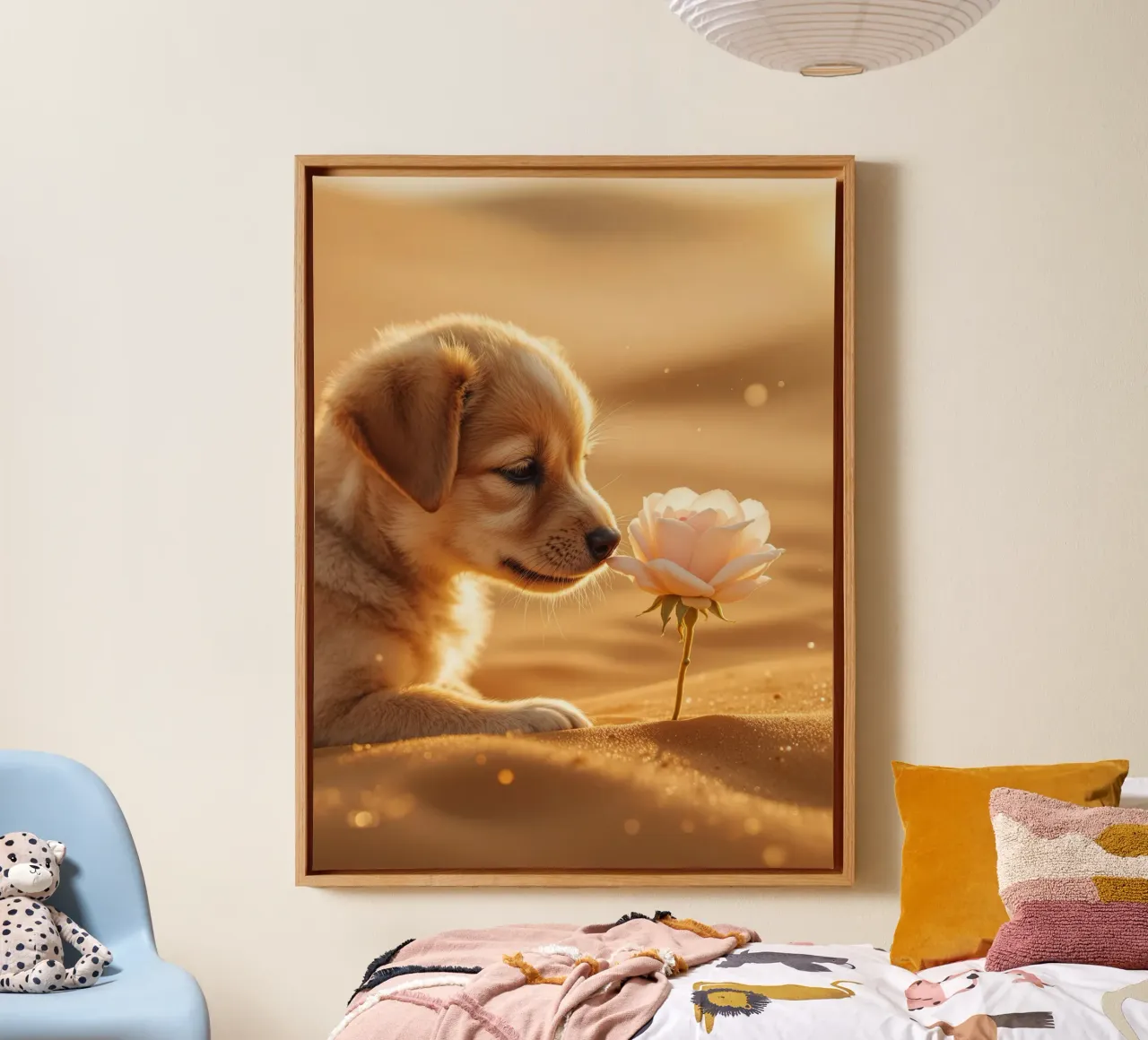 De puppy en de woestijnroos canvas met Baklijst van Art-Travel