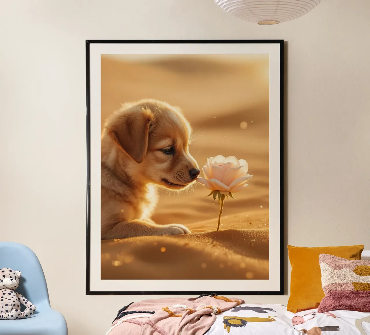 Il cucciolo e la rosa del deserto poster con telaio in plastica da Art-Travel