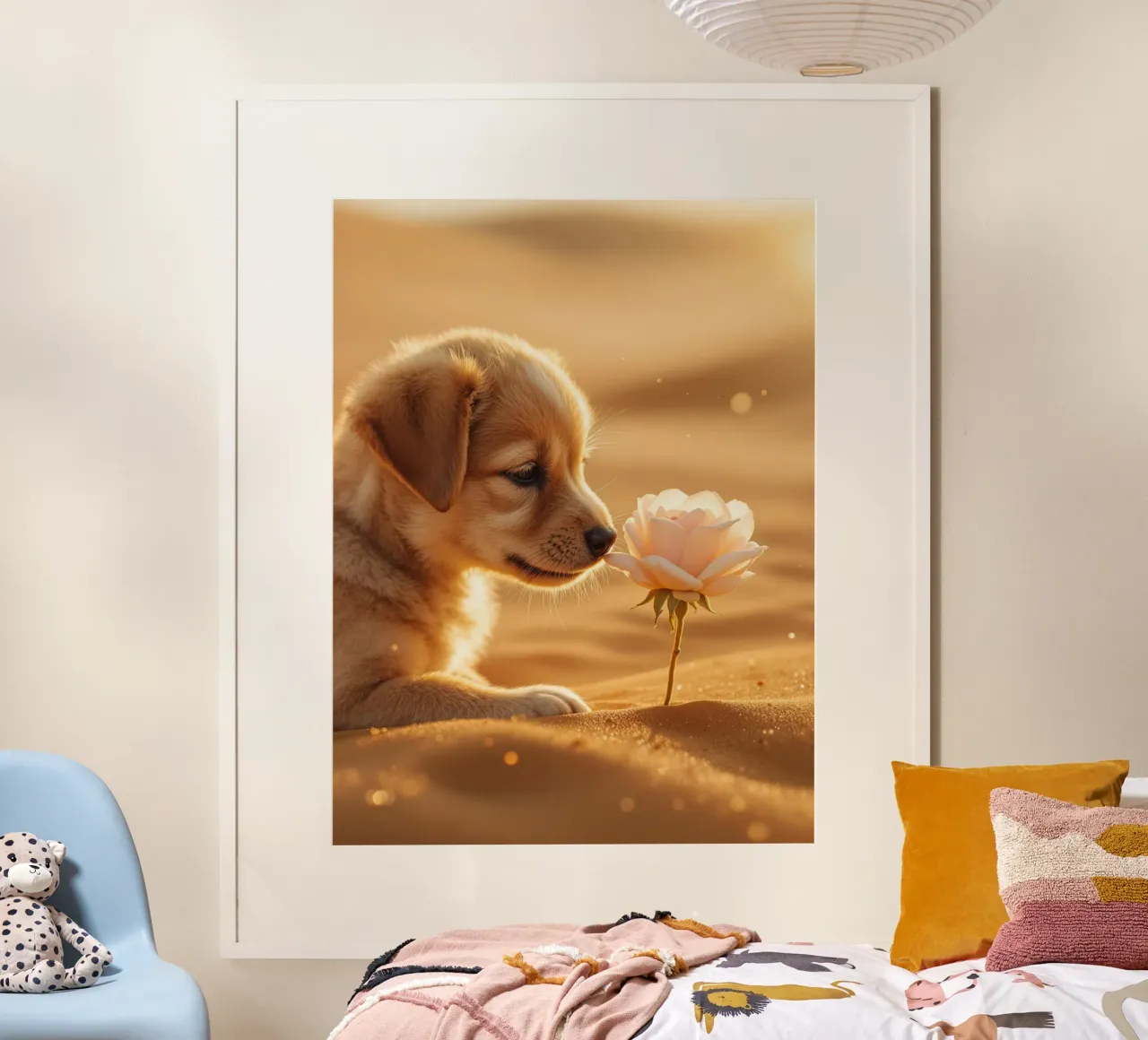 Il cucciolo e la rosa del deserto poster con telaio in plastica da Art-Travel