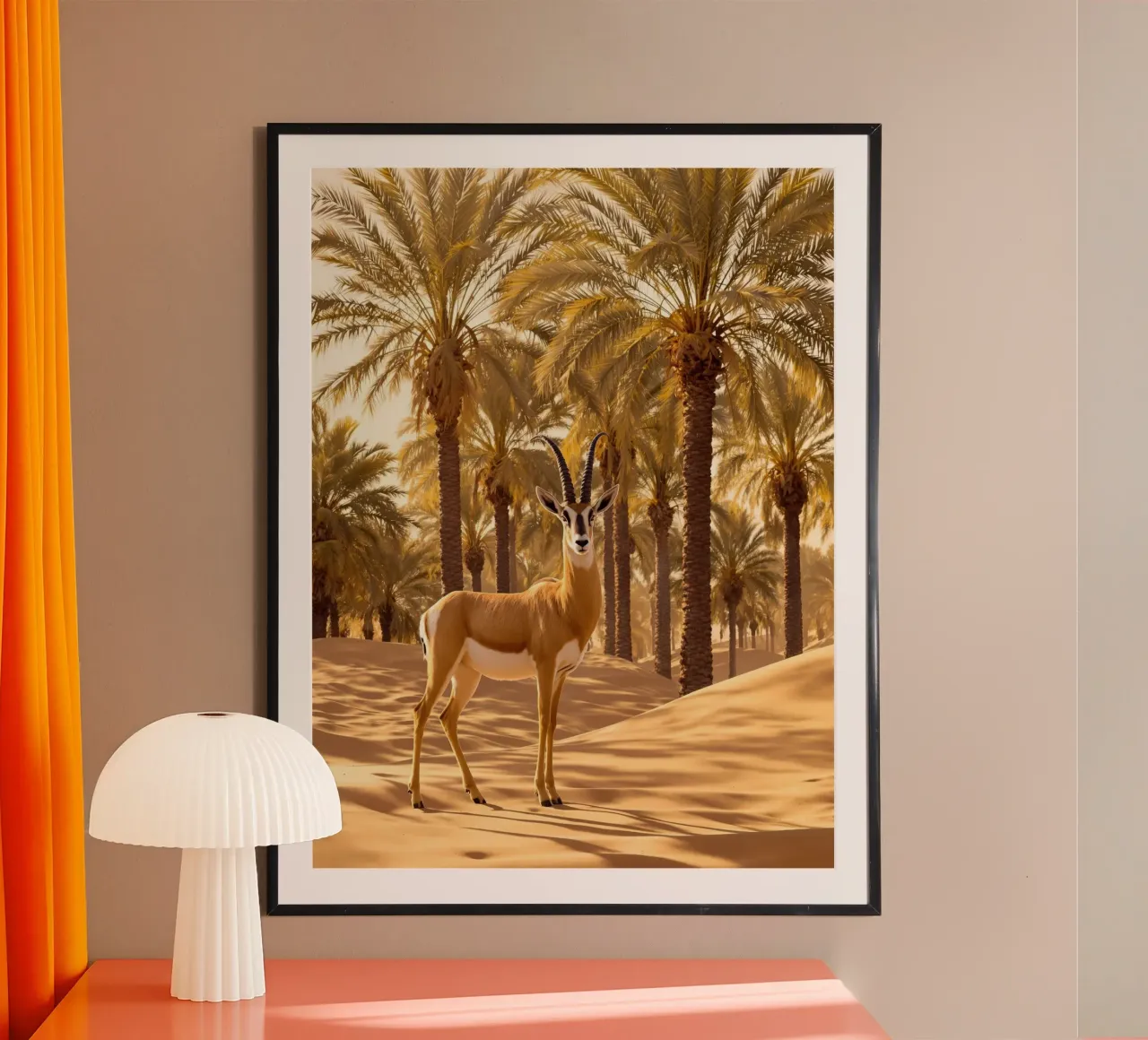 Die Wüstengazelle Poster mit Kunststoffrahmen von Art-Travel