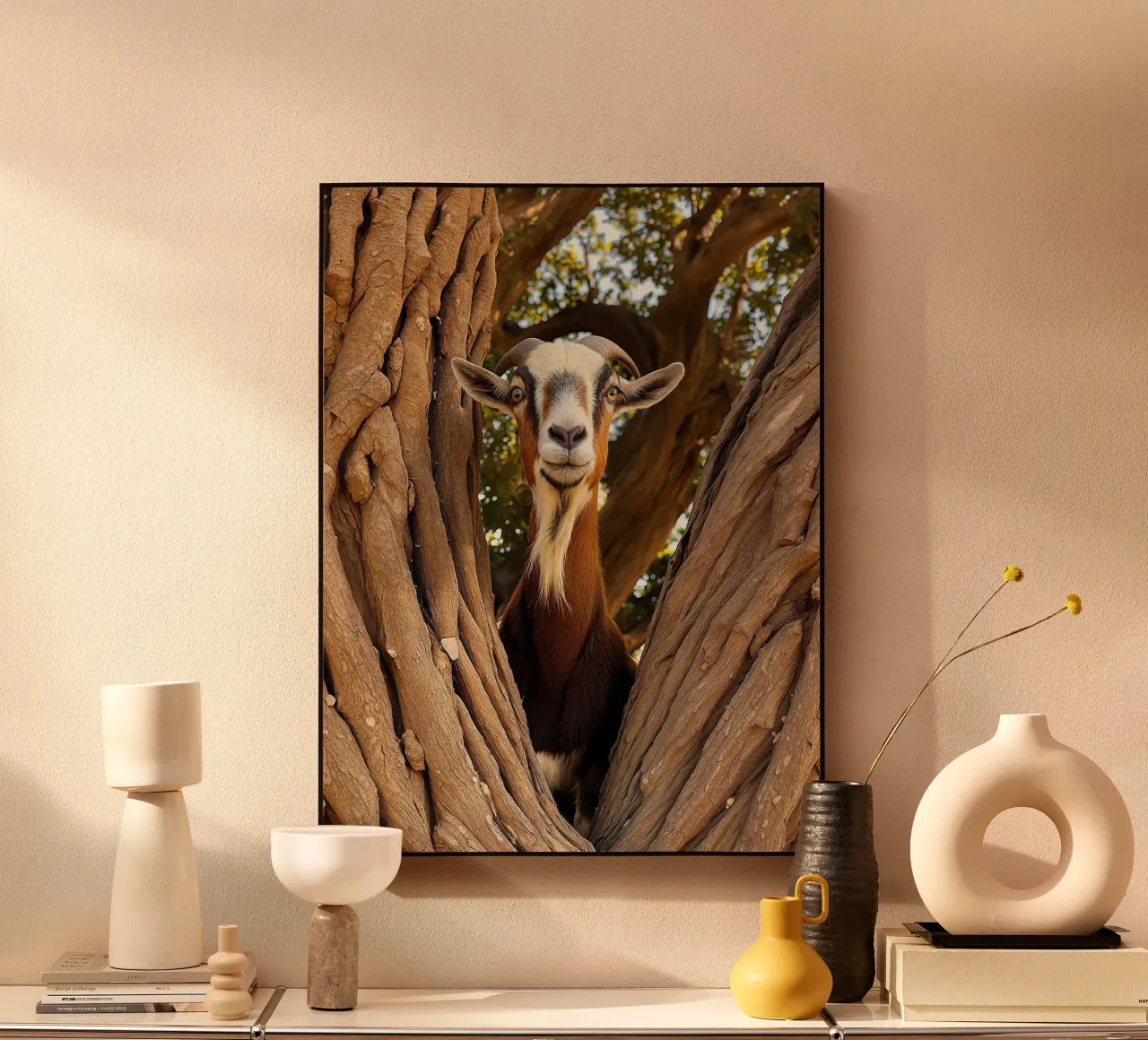 Die Ziege und der Arganbaum Acryl-Glas von Art-Travel