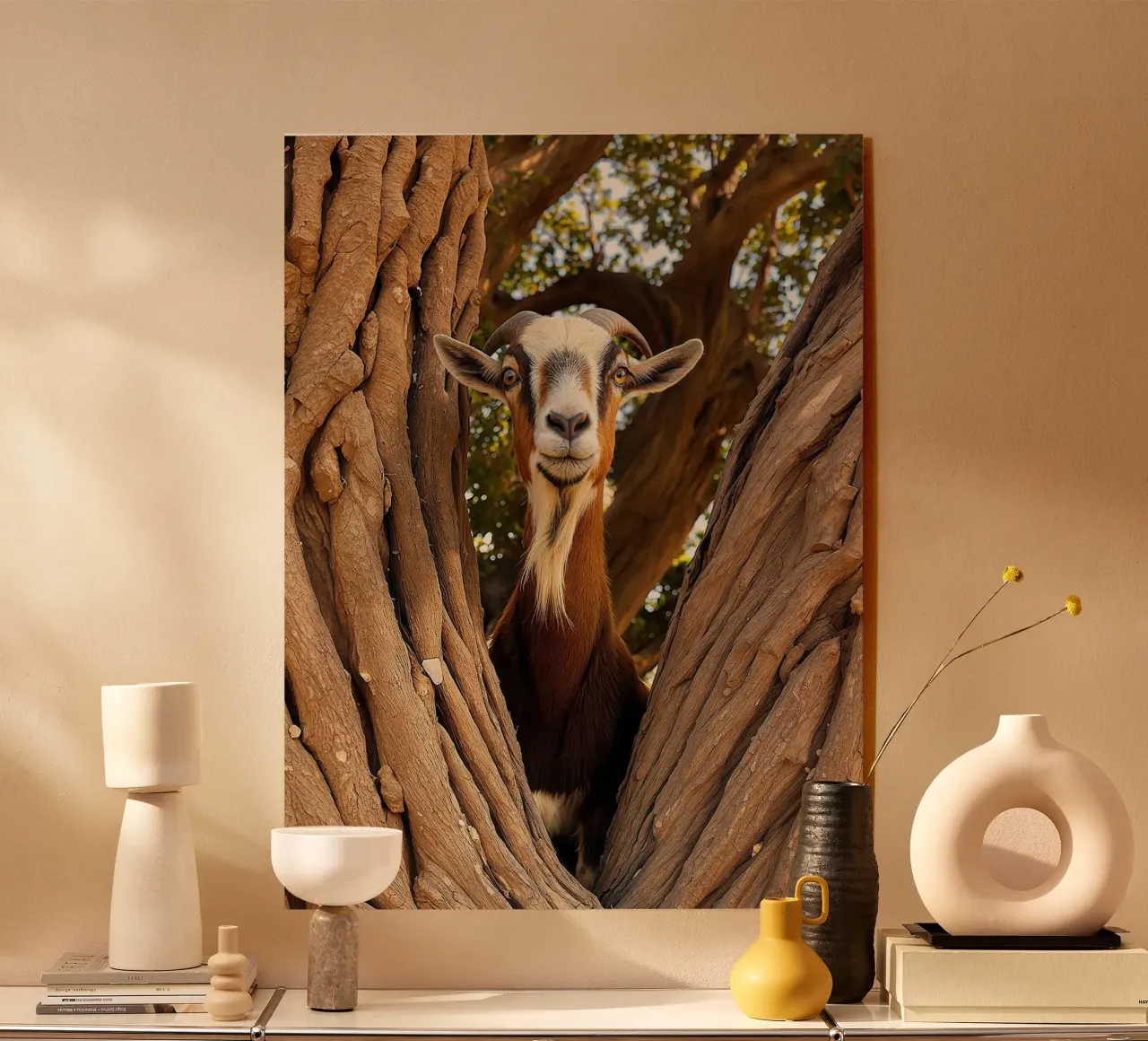 Die Ziege und der Arganbaum Acryl-Glas von Art-Travel