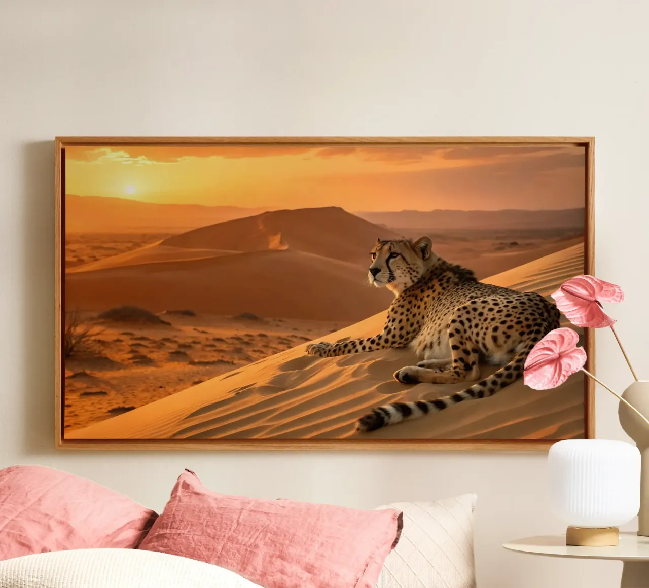 De woestijncheetah canvas met Baklijst van Art-Travel