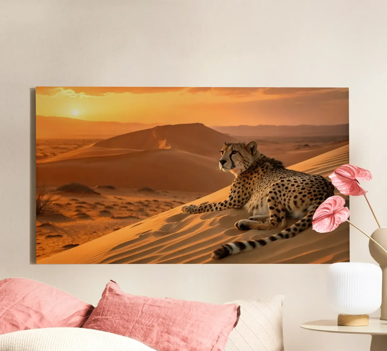 De woestijncheetah canvas met Baklijst van Art-Travel