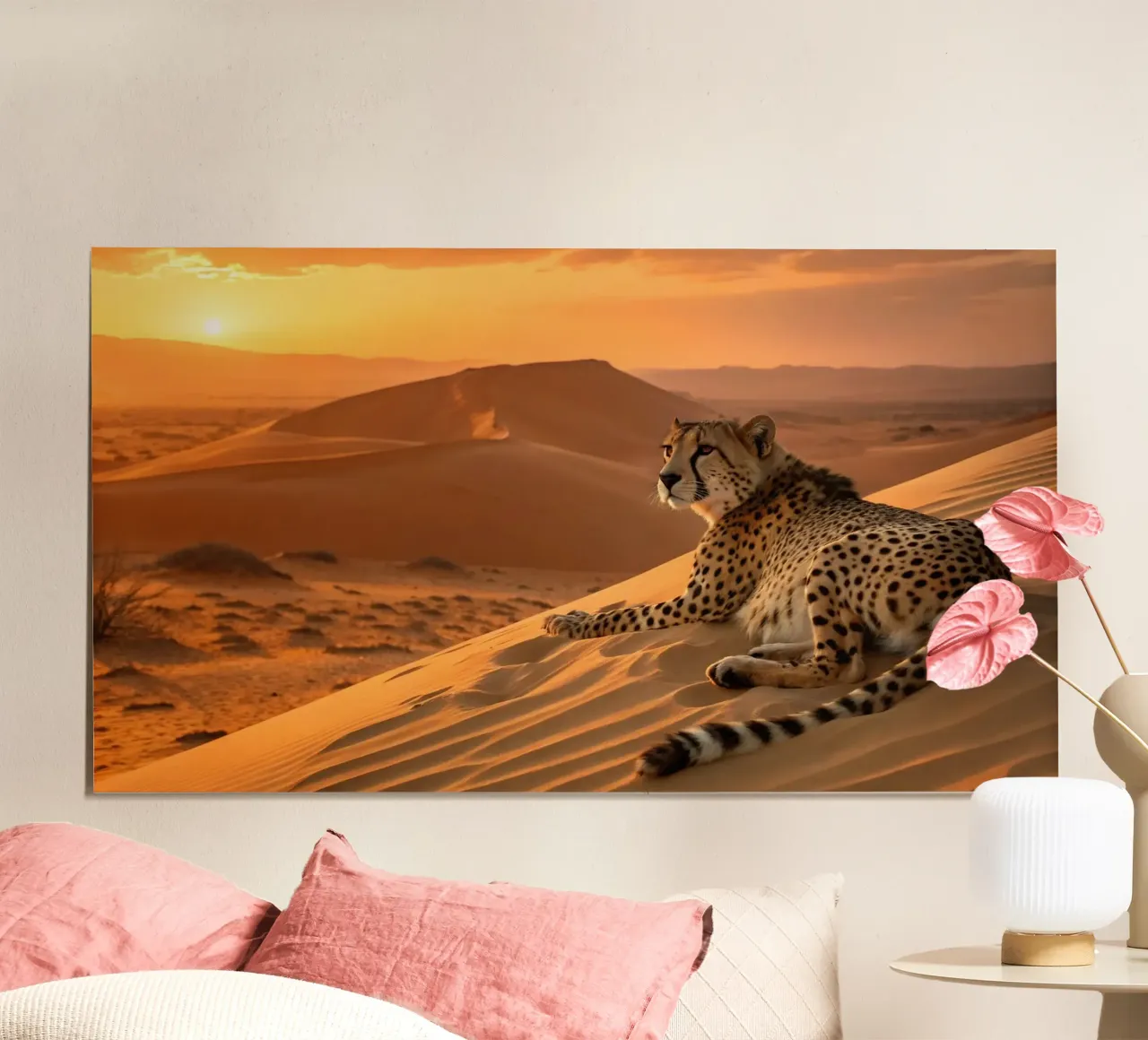 Il ghepardo del deserto poster con telaio in legno da Art-Travel