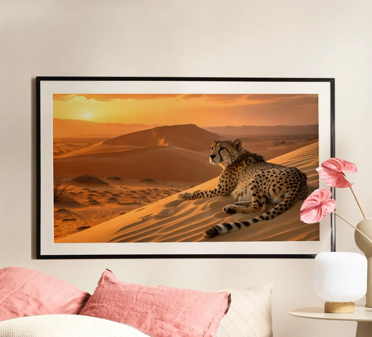 Il ghepardo del deserto poster con telaio in legno da Art-Travel